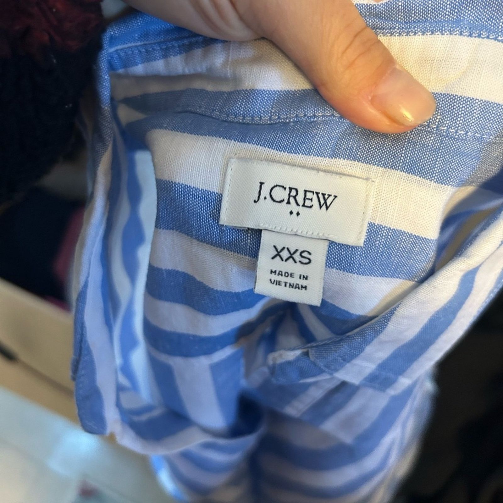J.Crew J.Crew Baby Blue Striped Linen Popover Tunic Top Size XXS / US 00 / IT 34 - 5 Thumbnail