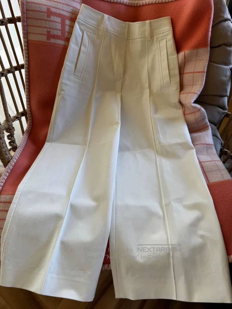 Hermes White Straight Pants, Suit or Casual Pants, Versati