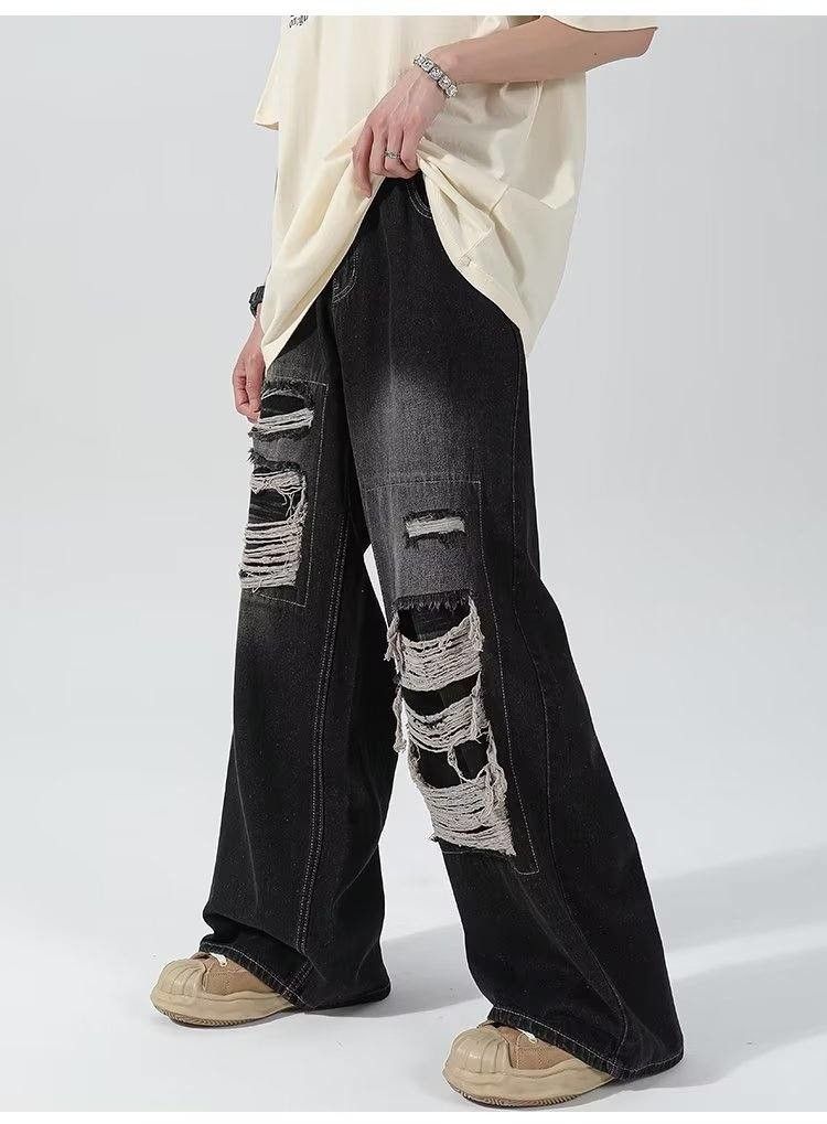 Japanese Brand × Jean Vintage Loose Holes Spliced Jeans Size US 29 - 2 Thumbnail