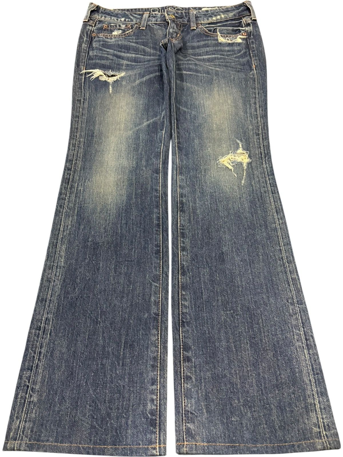 Japanese Brand Vintage Blue Cult Distressed Flare Low Rise Jeans Size 31" - 1 Thumbnail