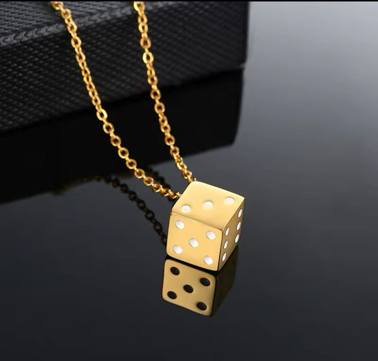 Jewelry Gold Cool Cube Dice Style Necklaces Size ONE SIZE - 1 Thumbnail