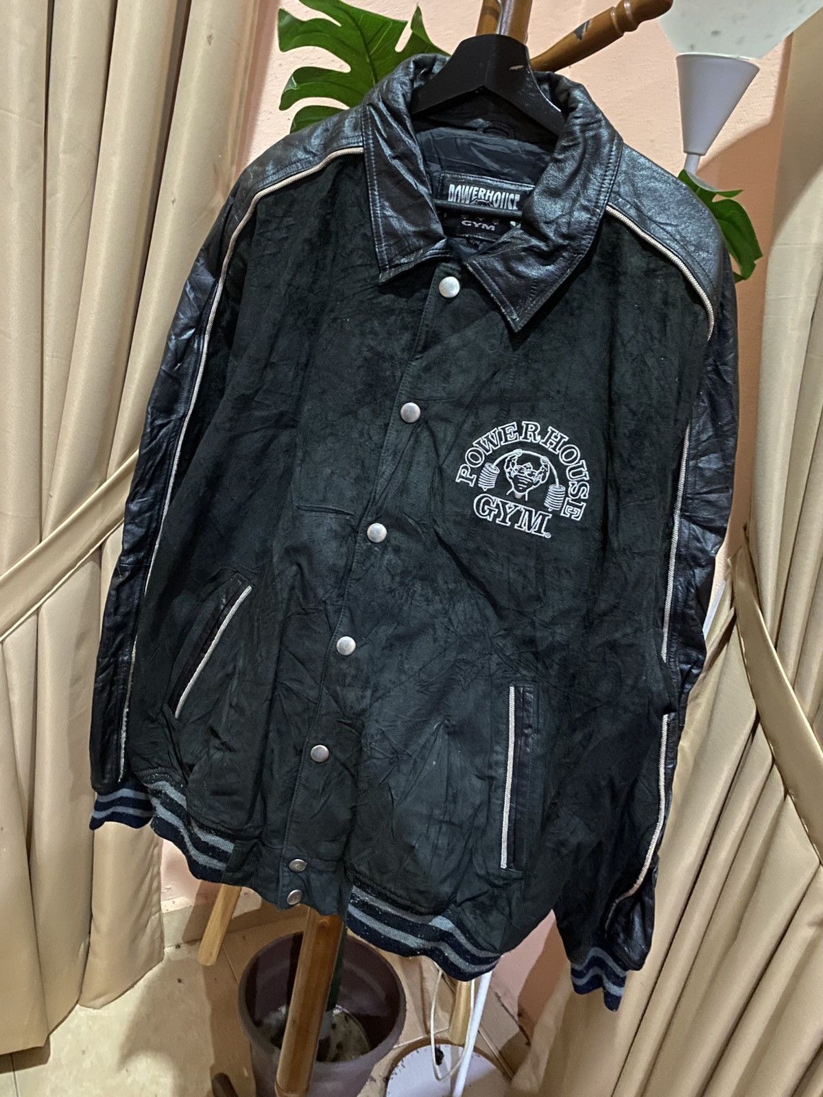 Leather Powerhouse Gym Leather Varsity Jacket Iconic Bodybuilding Size US XL / EU 56 / 4 - 4 Thumbnail