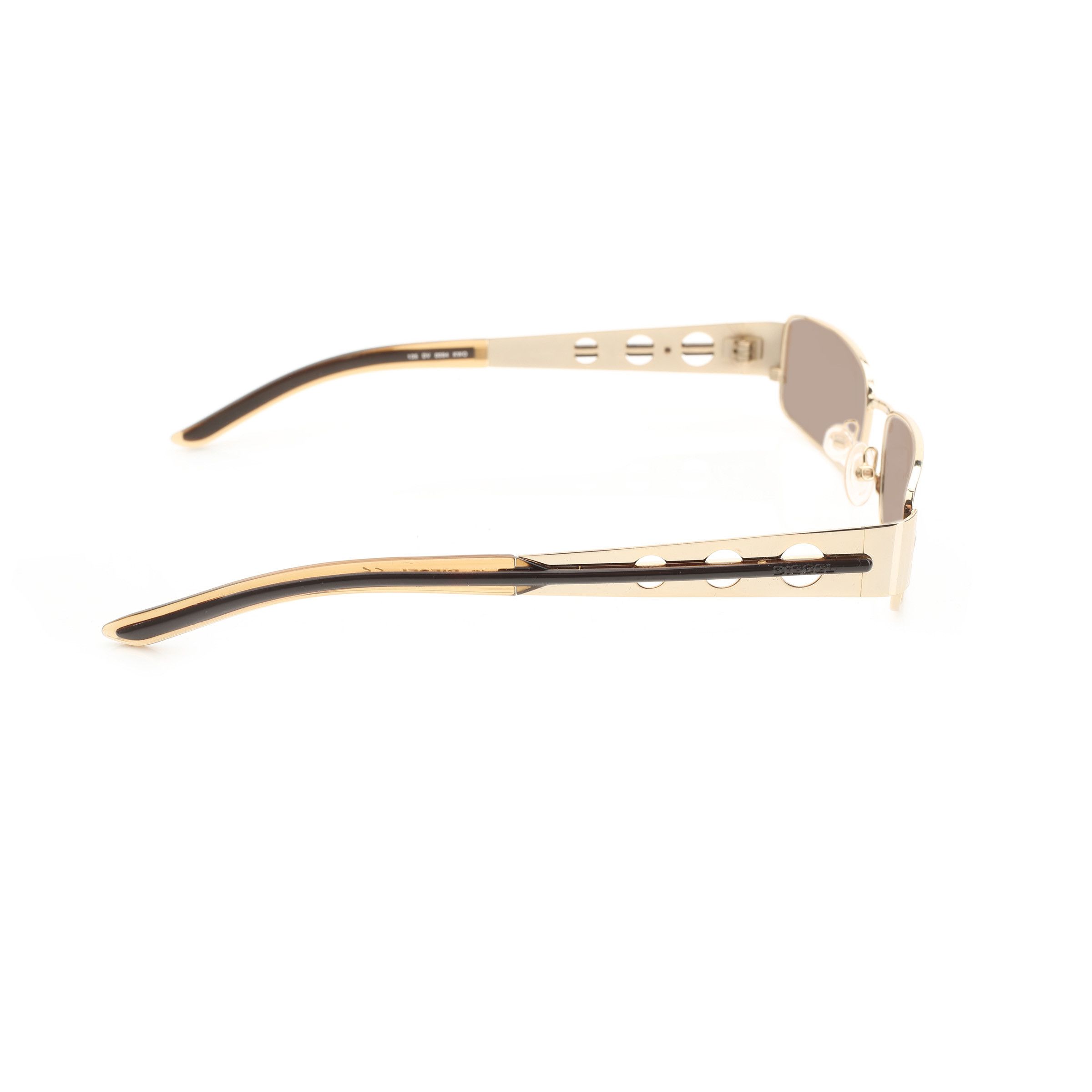 Diesel Diesel '00s Gold Perforated Rectangular Sunglasses Size ONE SIZE - 2 Thumbnail