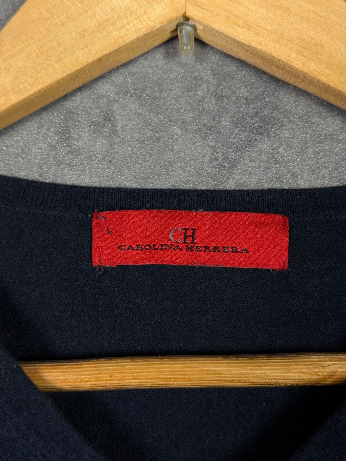 Carolina Herrera Carolina Herrera Cotton Sweater Navy Embroidered Logo Size L / US 10 / IT 46 - 4 Thumbnail
