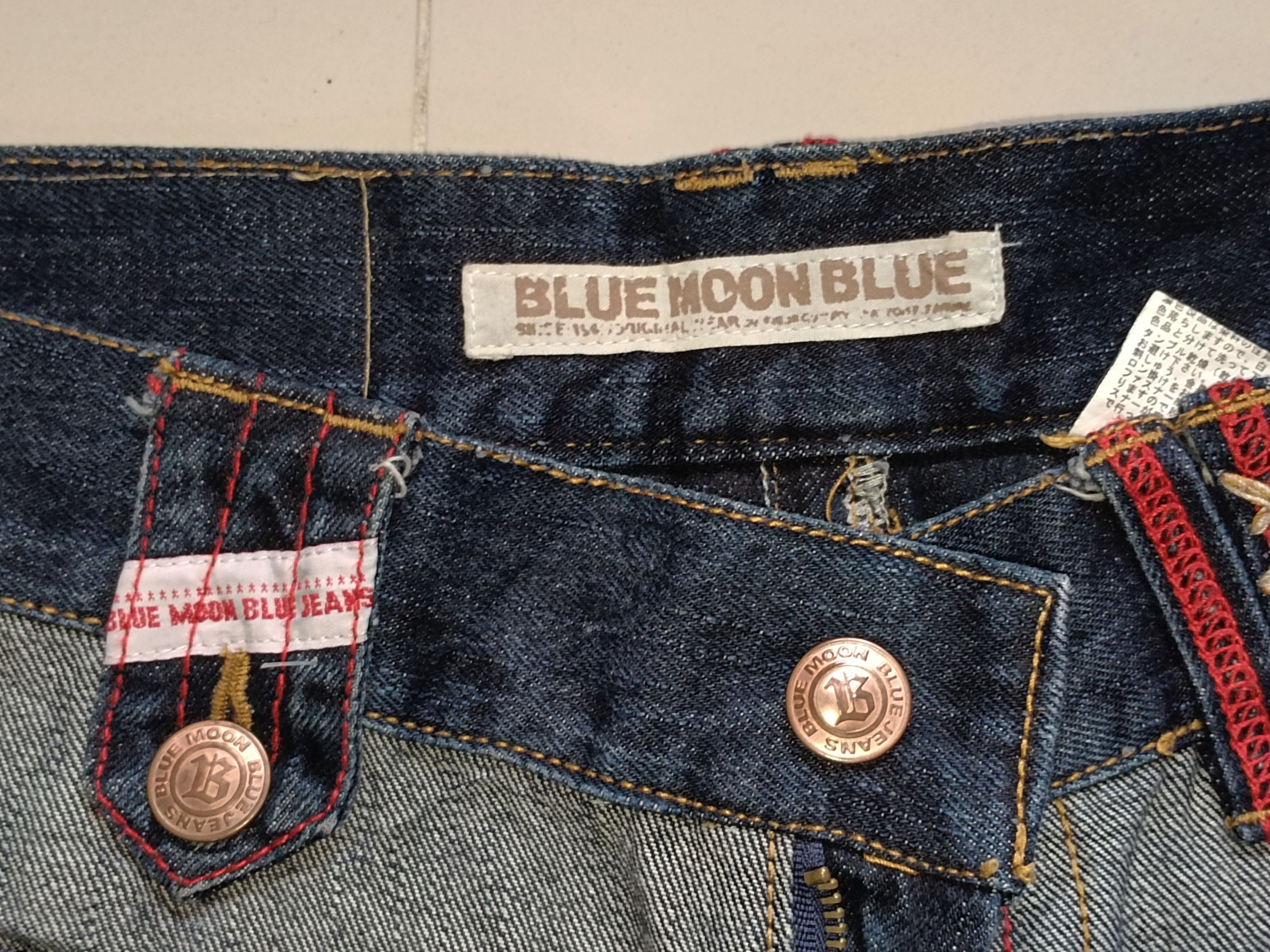 14th Addiction × Hysteric Glamour × If Six Was Nine Japanese Y2K Blue Moon Blue Flare Distressed Jeans Size US 31 - 9 Thumbnail