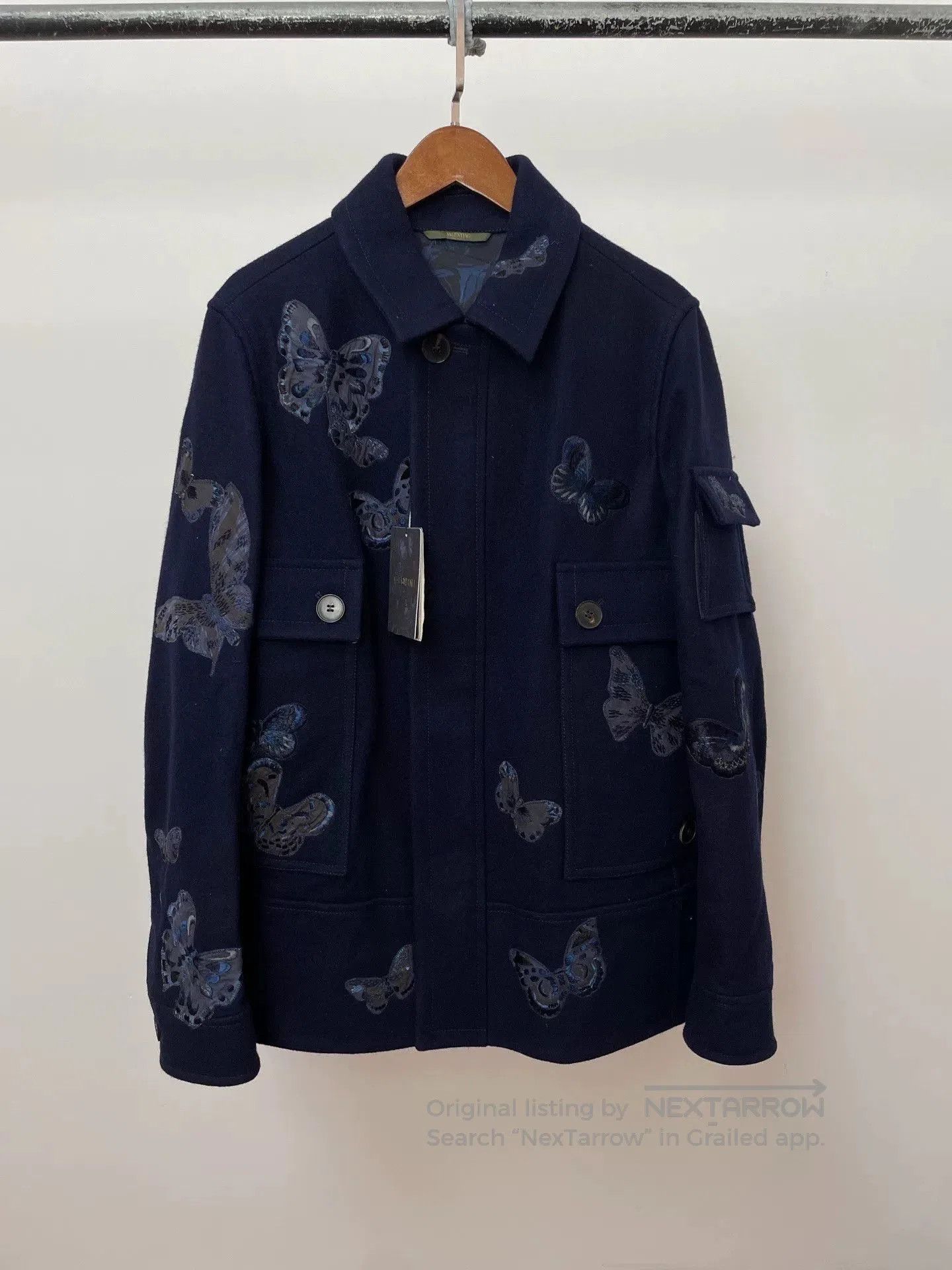 Valentino Valentino Butterfly Embroidery Wool Coat. Size L / US 10 / IT 46 - 1 Thumbnail