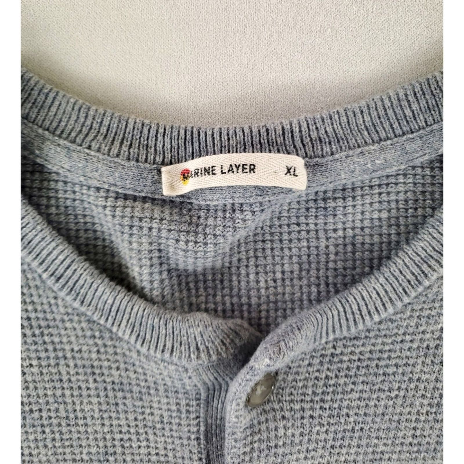 Marine Layer Marine Layer Shirt Thermal Henley 3 Button Gray Mens XL Size US XL / EU 56 / 4 - 2 Thumbnail