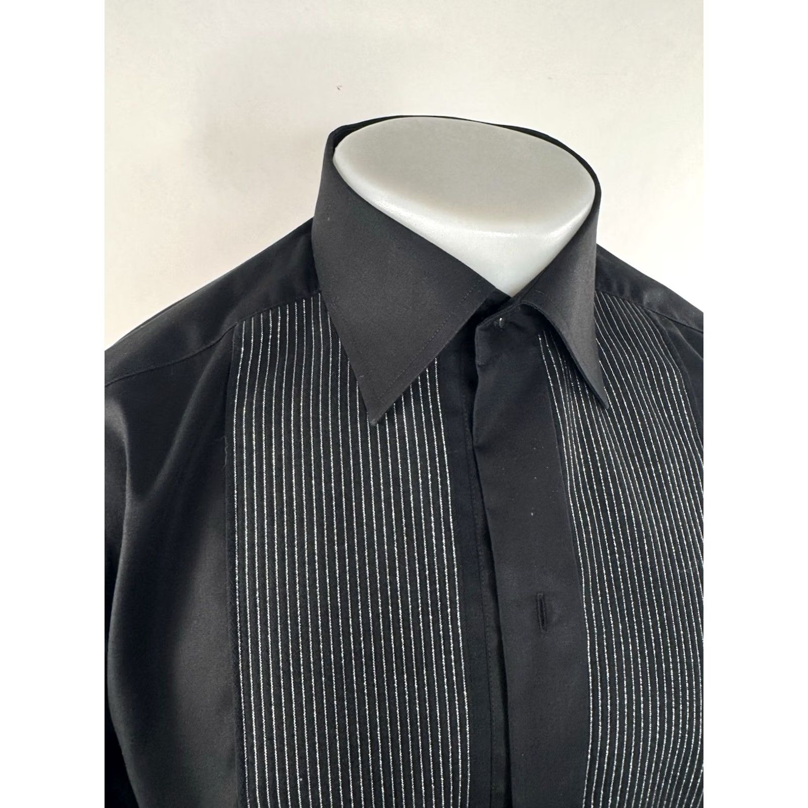 Eton ETON Shirt 16.5 Mens Black French Cuff Tuxedo Shiny BIB Ruffles 1928 Size US XL / EU 56 / 4 - 2 Thumbnail