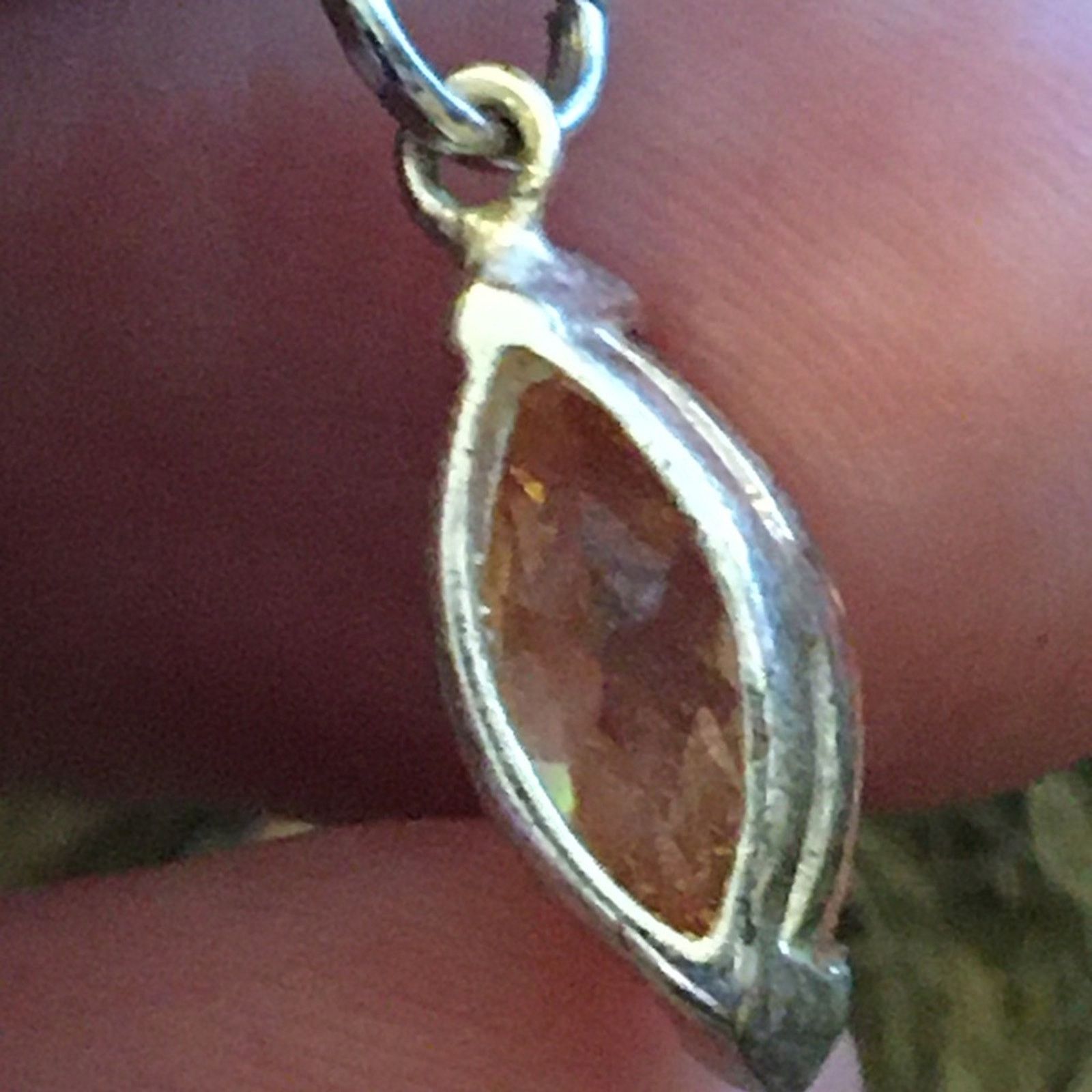 Vintage Vintage marquis cut golden stone pendant on chain Size ONE SIZE - 8 Thumbnail