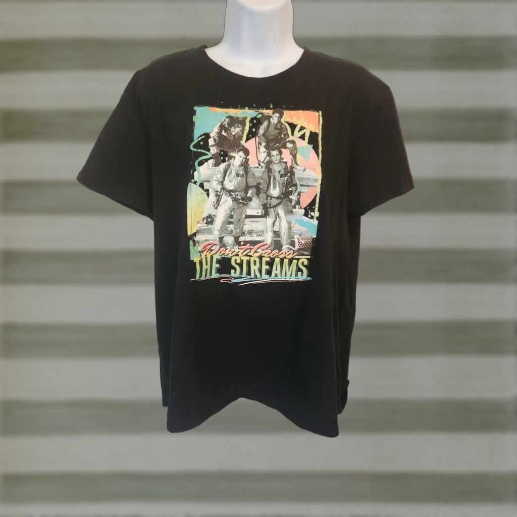 Vintage Womens Ghostbusters Don’t Cross The Streams Black T-shirt Size Large Size L / US 10 / IT 46 - 1 Thumbnail