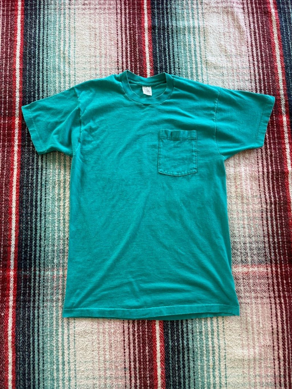 Fruit Of The Loom 90s Fruit of the Loom Teal Selvedge Pocket Tee L Size US L / EU 52-54 / 3 - 1 Thumbnail