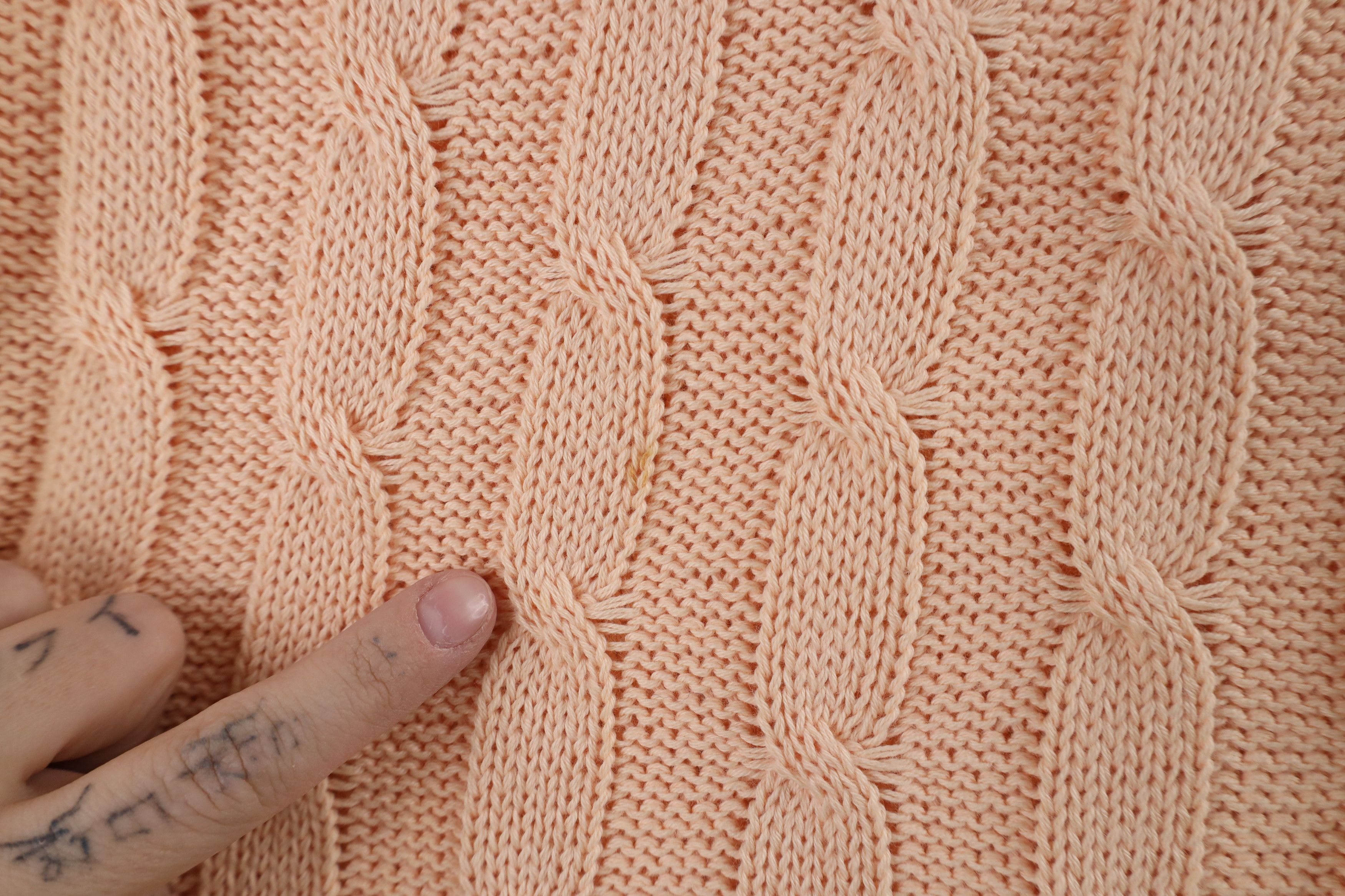 Vintage Vintage 90s Streetwear Chunky Cable Knit Sweater Pink Cotton Size US M / EU 48-50 / 2 - 4 Thumbnail