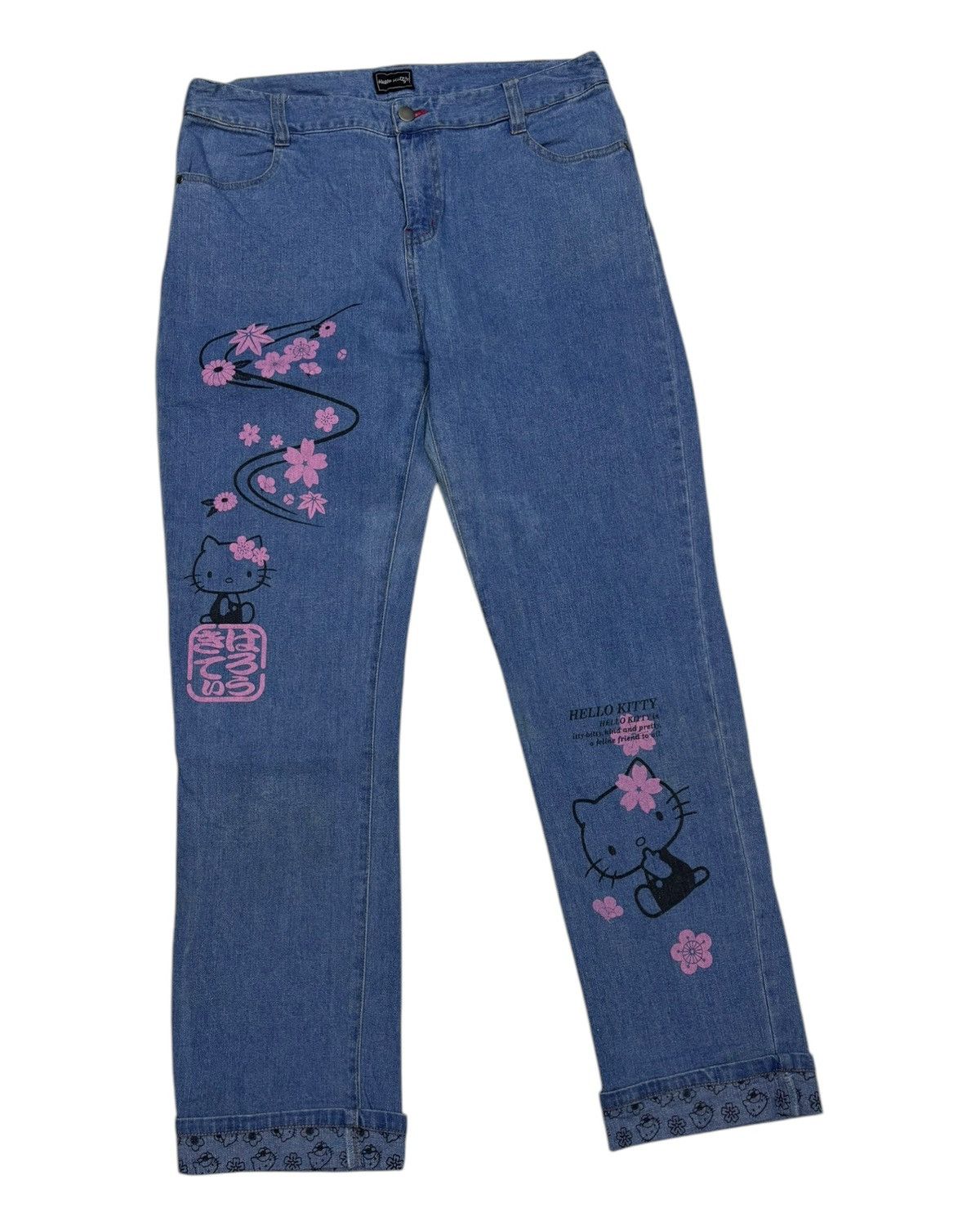 Cartoon Network × Star Of Hollywood × Vintage 🔥VINTAGE HELLO KITTY PRINTED DENIM JEANS Size 32" / US 10 / IT 46 - 3 Thumbnail