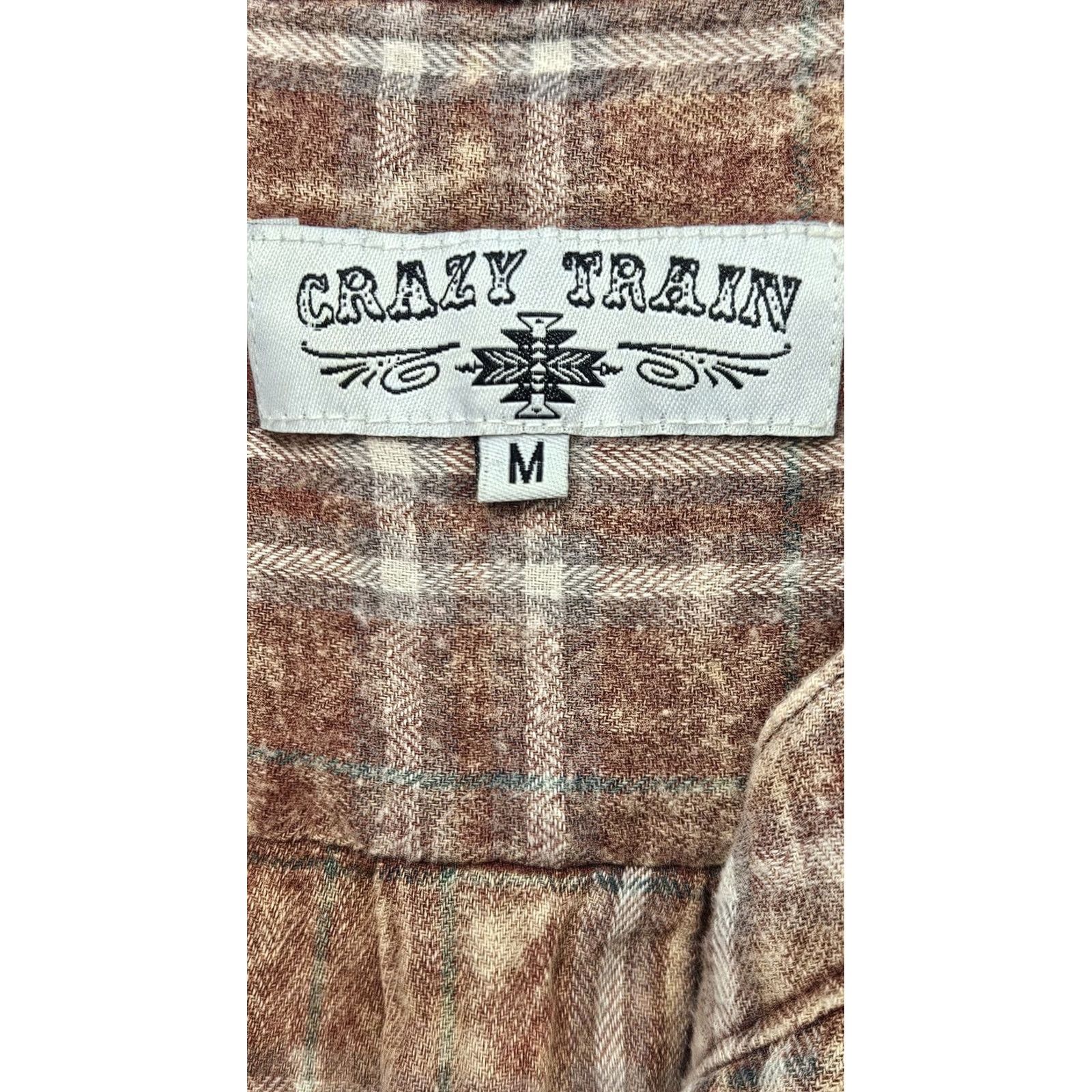 Vintage VINTAGE? CowGirl Women's Western Plaid Acid Wash Flannel Shirt Tunic M Pink Crazy Train Shirt Women Medium Pink Plaid Western Boho Tunic Button-Up Size M / US 6-8 / IT 42-44 - 4 Thumbnail