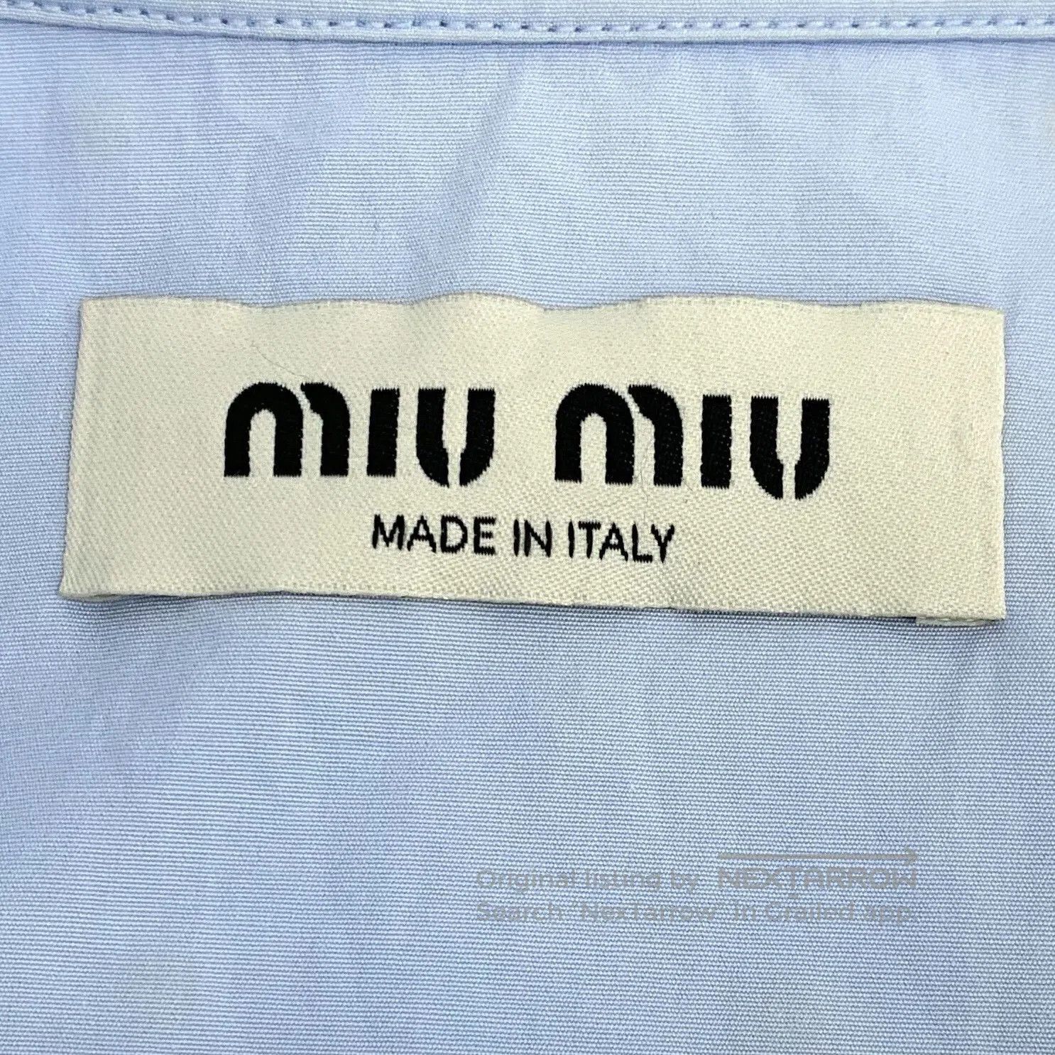 Miu Miu Miu Miu Blue Logo Crystal Cotton Shirt. Size XS / US 0-2 / IT 36-38 - 5 Thumbnail