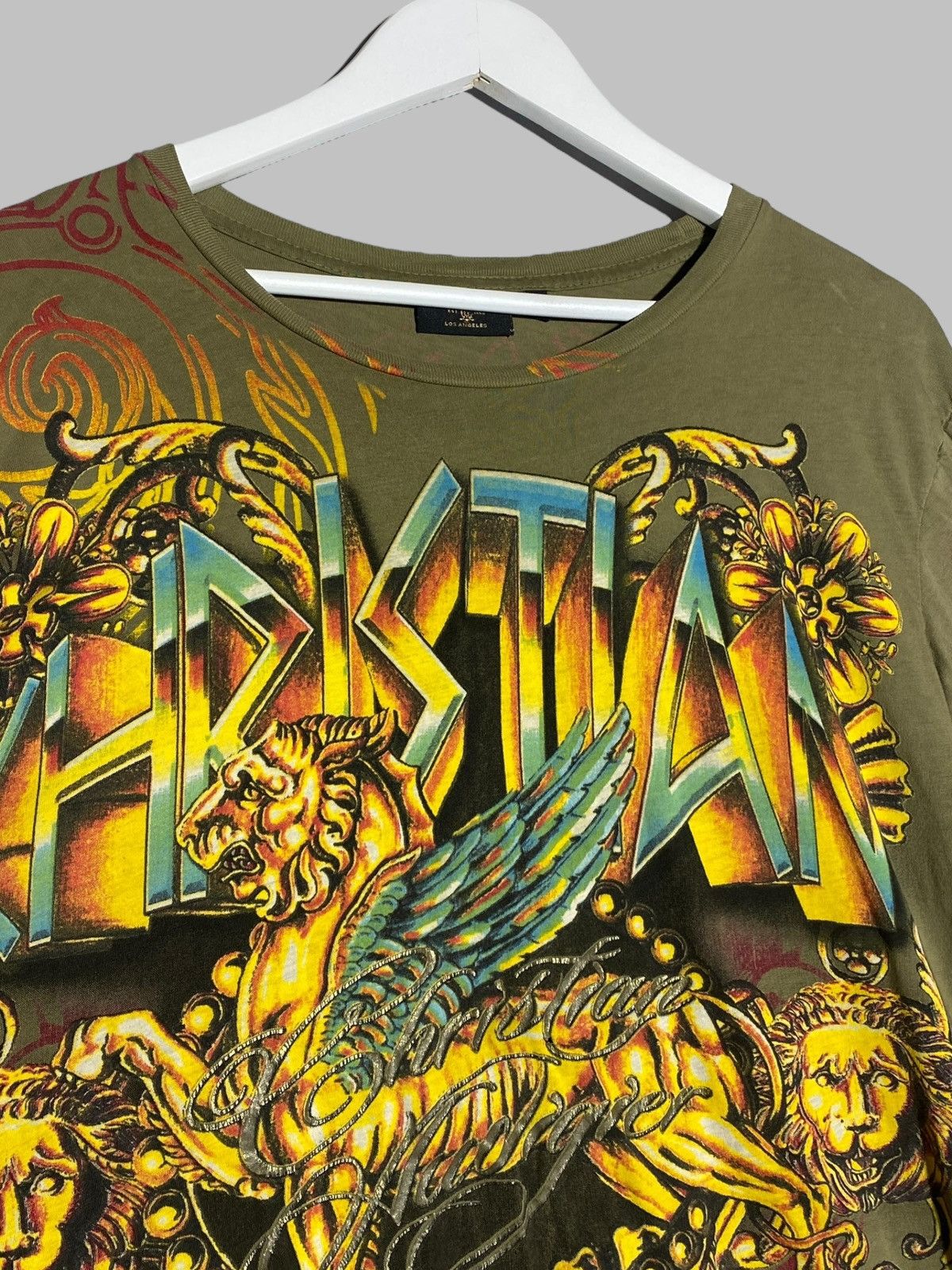 Christian Audigier 🔥 Y2K CHRISTIAN AUDIGIER LAYERED TATTOO DRAGON FLAME PRINT Size US XL / EU 56 / 4 - 6 Thumbnail
