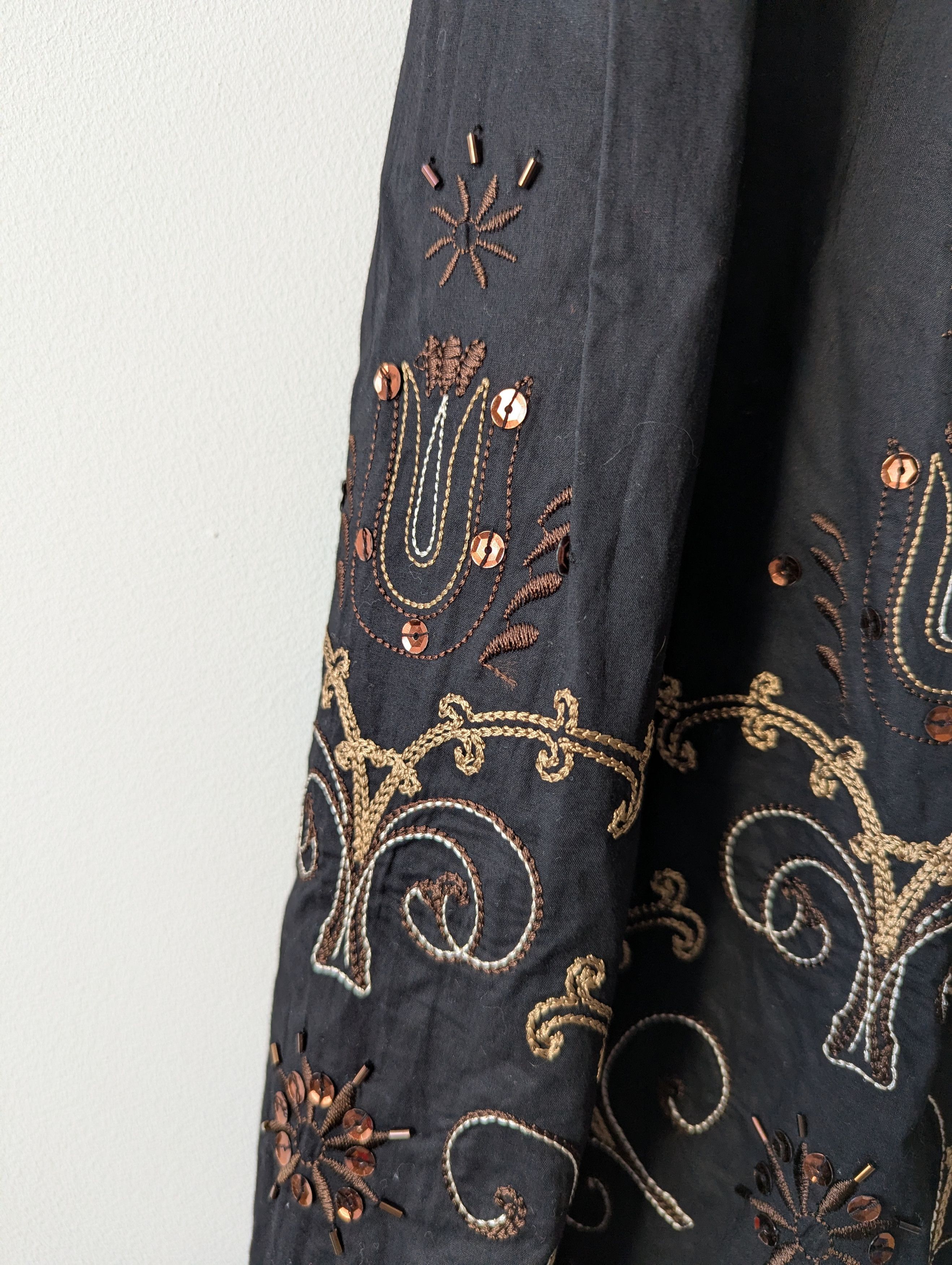 Other Apriori Embroidered Cotton Midi Skirt Black Boho Millenium Size 30" / US 8 / IT 44 - 2 Thumbnail