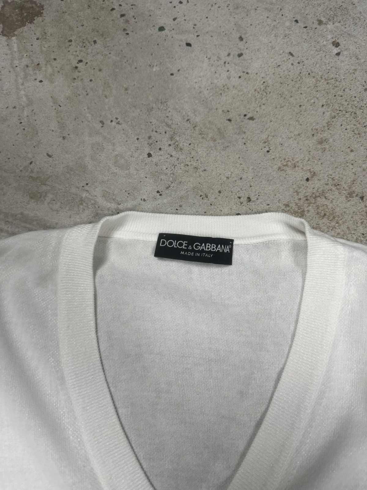 Dolce & Gabbana Dolce & Gabbana White V Neck Sweater Cotton Knit Jumper Size L / US 10 / IT 46 - 7 Thumbnail