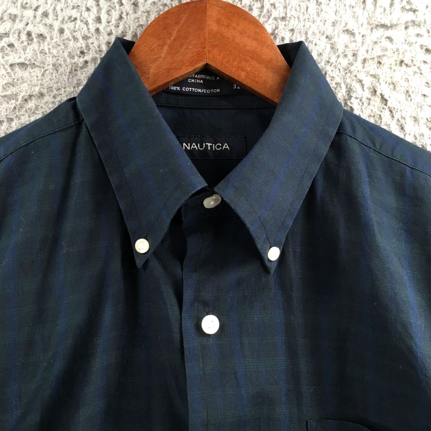 Nautica Nautica Dress Shirt Mens 15.5 Blue Plaid Cotton Long Sleeve Button-Down Collared Shirt Size 42R - 3 Thumbnail
