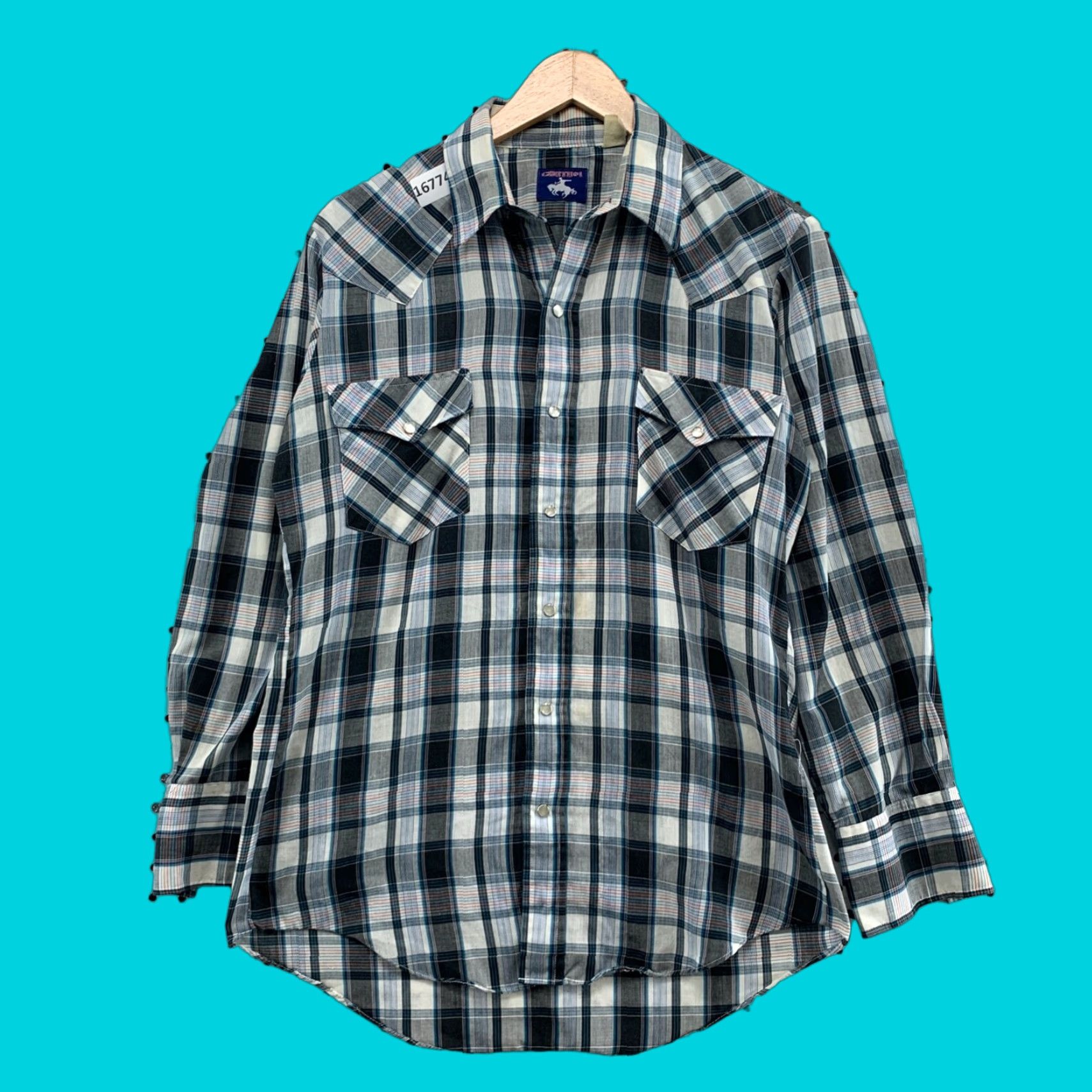 Vintage VINTAGE Chute Shirt Long Sleeve Adult Large Plaid 80s 90s Button-Up Snap Front Mens Large Plaid Shirt Size US L / EU 52-54 / 3 - 1 Thumbnail