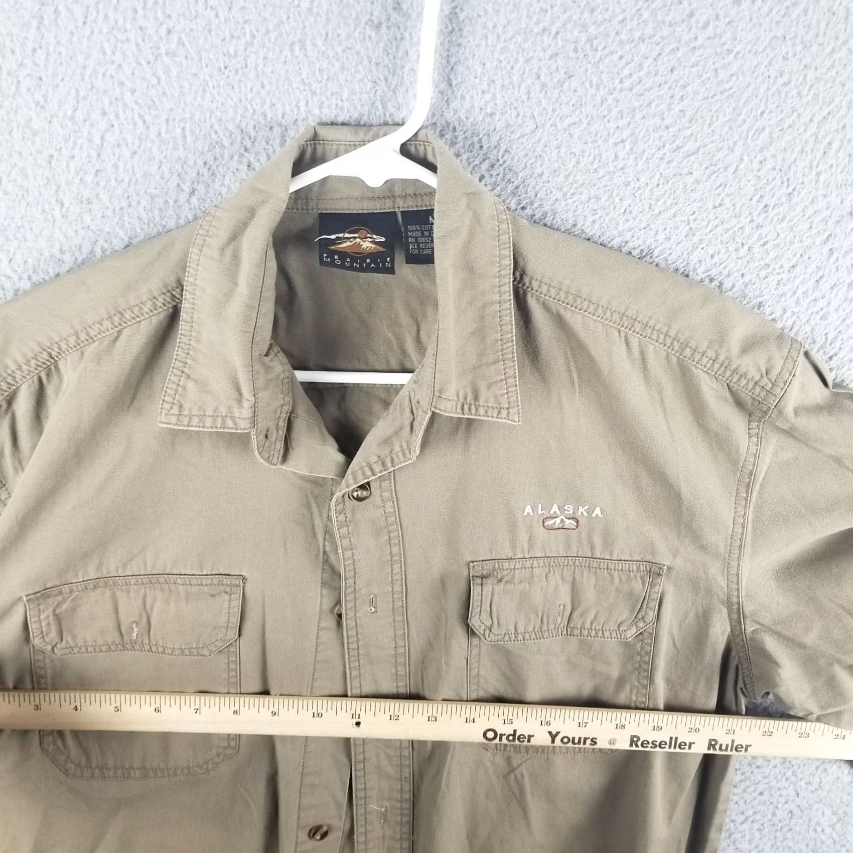 Denime Prairie Mountain VTG Alaska Button Up Denim Shirt Mens Adult Medium Tan Embroidered Cotton Denim" Size US M / EU 48-50 / 2 - 6 Thumbnail