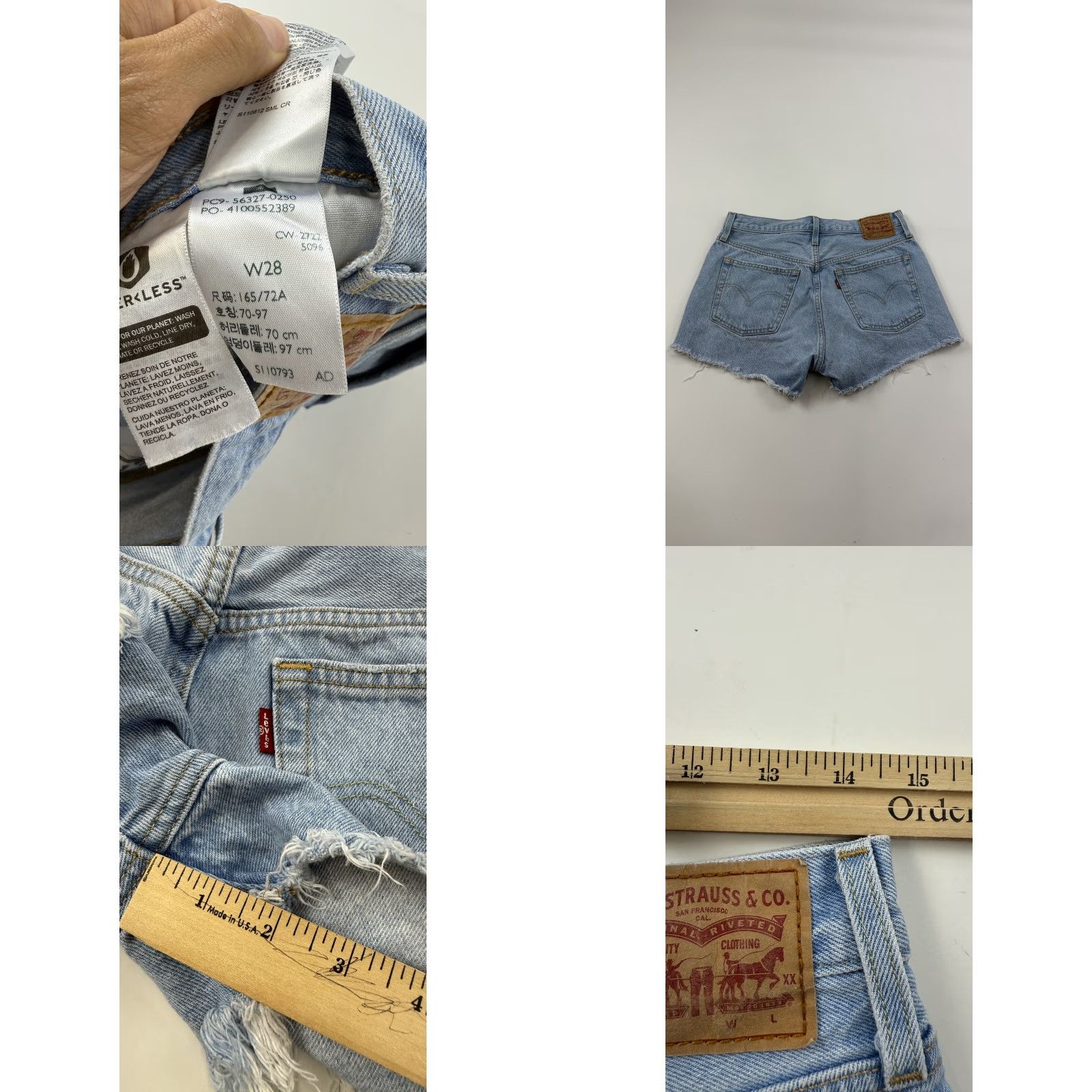 Levi's Levi's 501 Shorts Womens W28 Blue Distressed Denim High Rise Button Fly Cutoff Size 28" / US 6 / IT 42 - 8 Thumbnail