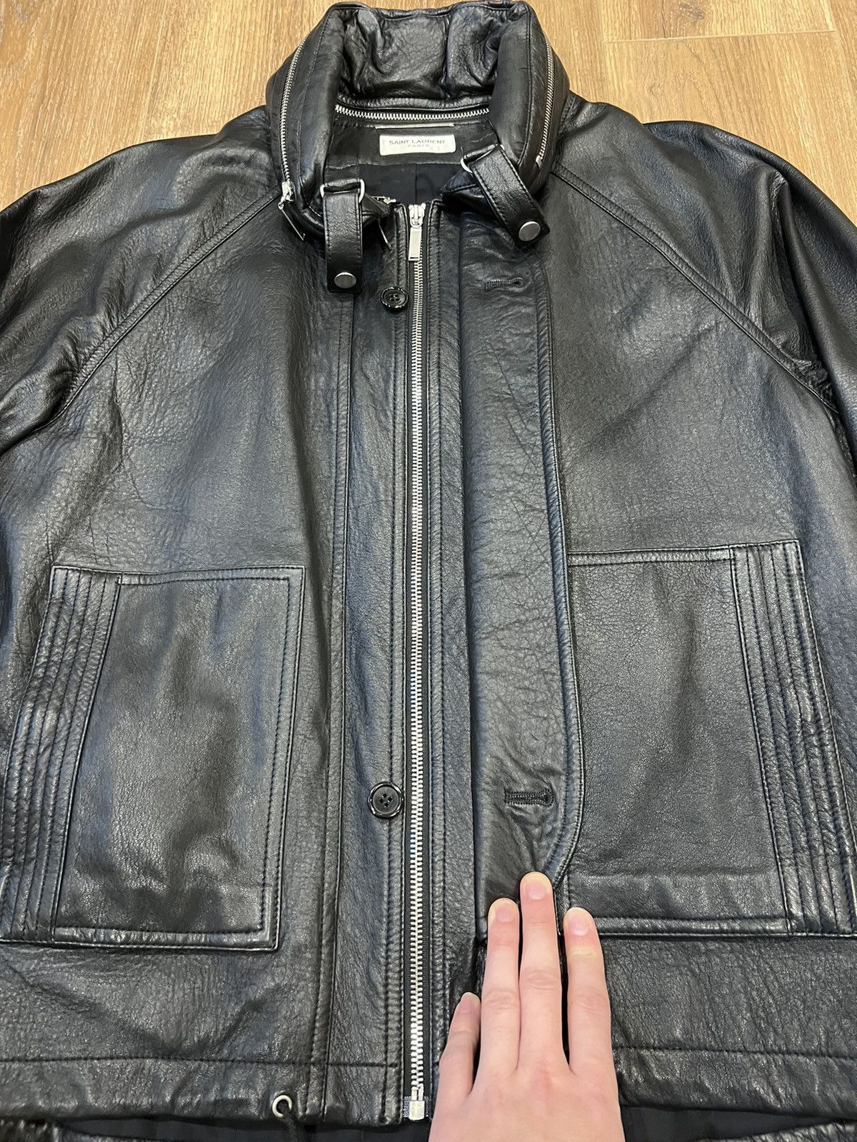 Saint Laurent Paris Lamb Skin Bomber Jacket Size US L / EU 52-54 / 3 - 3 Thumbnail