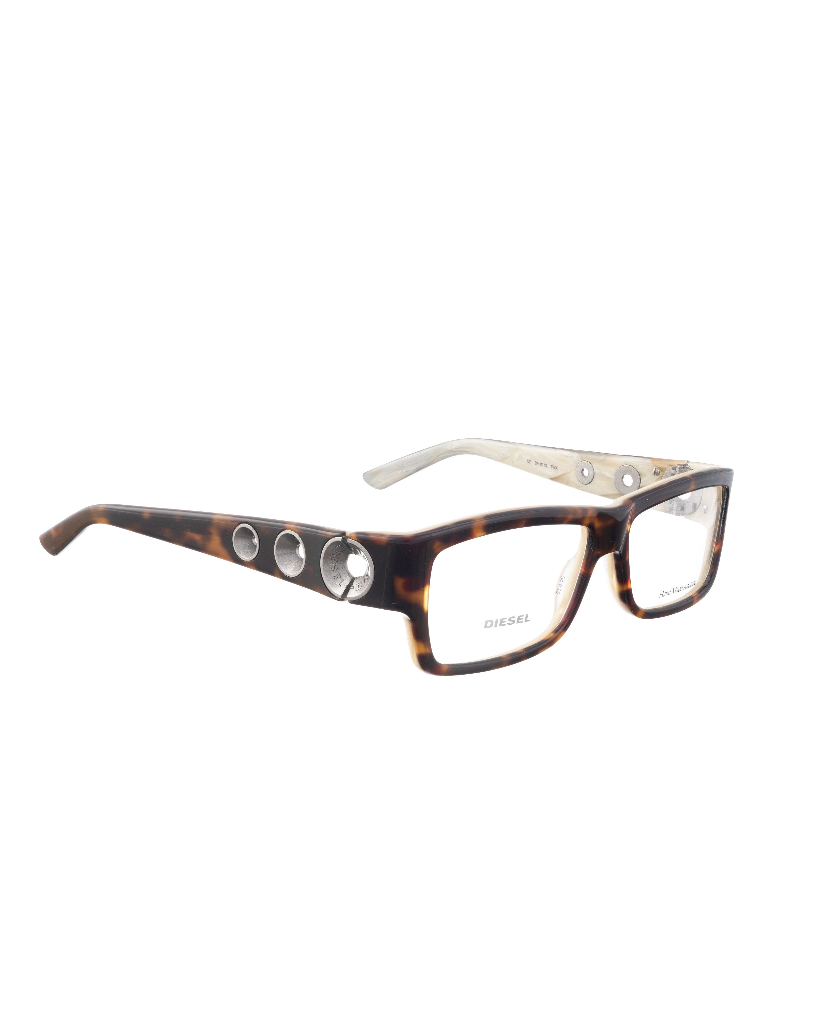Diesel '00s Brown & Beige Perforated Rectangular Glasses