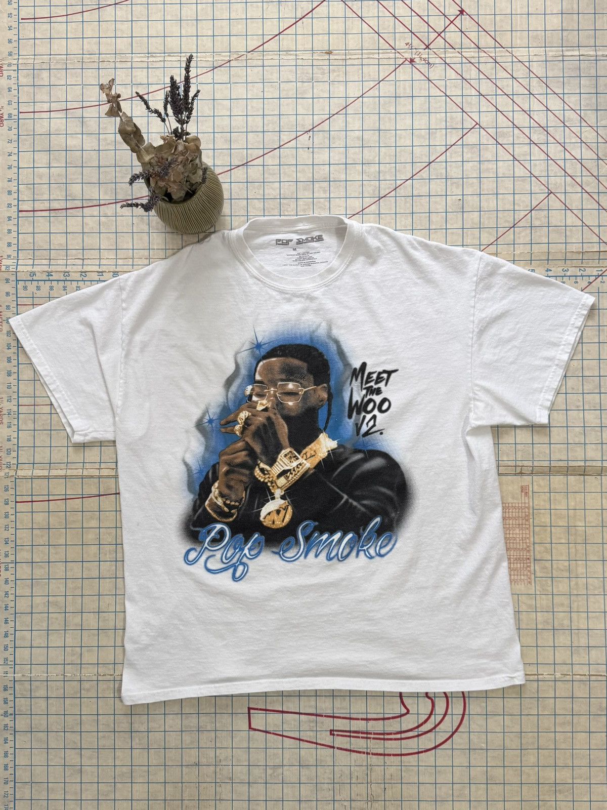 Rap Tees Pop Smoke Meet The Woo V2 White Tee Mens Size Medium Size US M / EU 48-50 / 2 - 1 Thumbnail