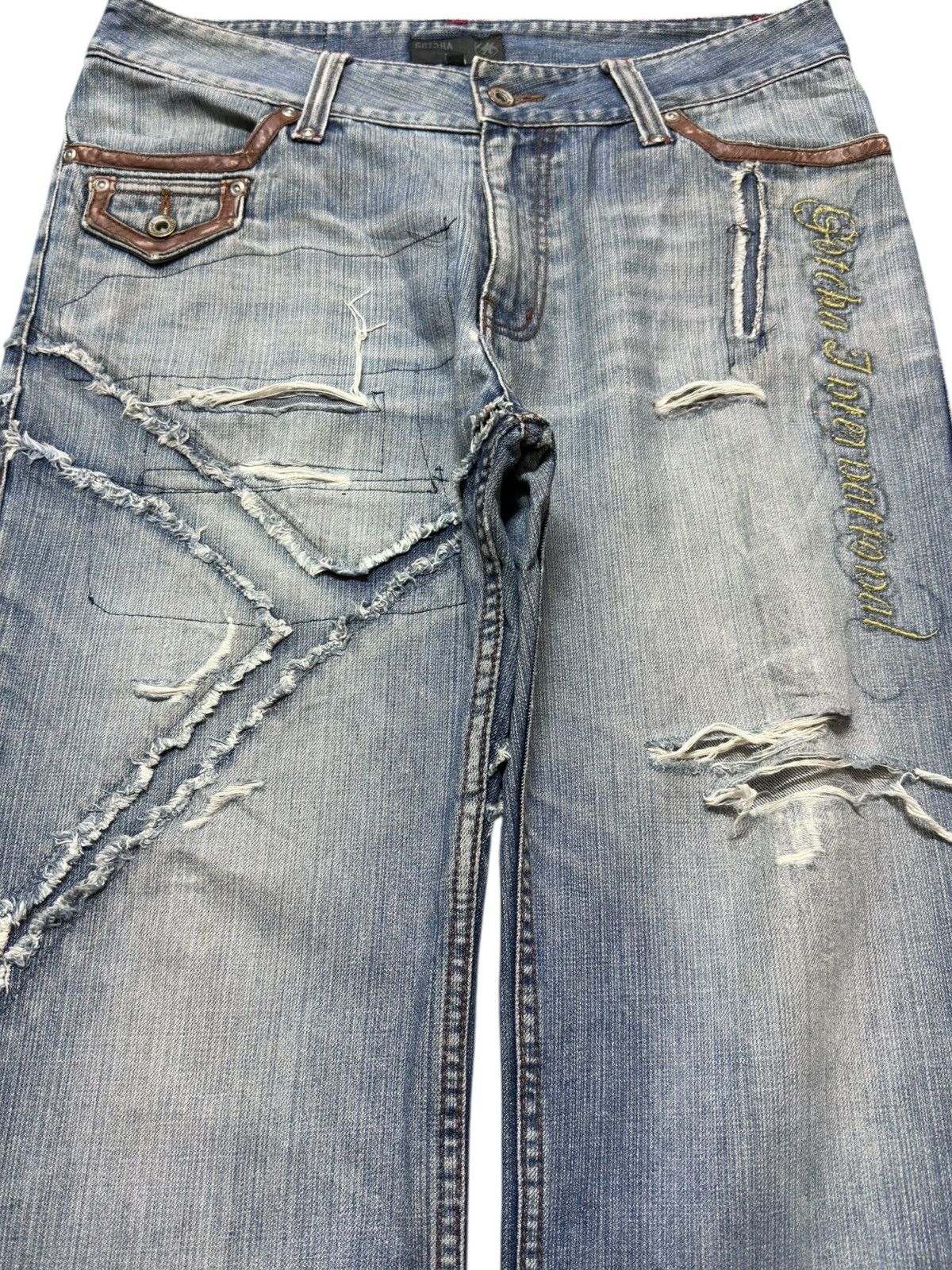 Gotcha Vintage Gotcha Leg Cut Splicing Embellished Embroidery Denim Size US 34 / EU 50 - 2 Thumbnail