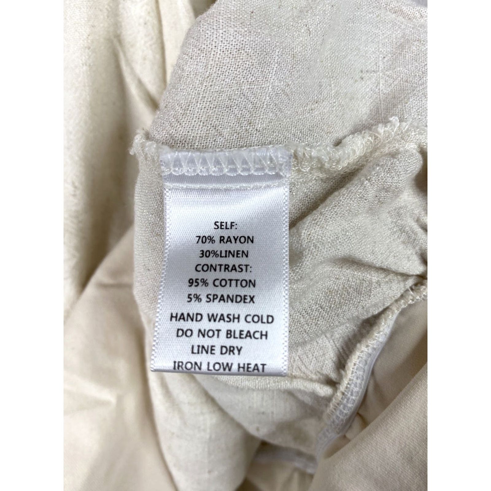 Vintage Promesa Bodysuit Womens 2XL Beige Linen Rayon Fringe Boho Snap Festival Satin? Size XXL / US 16-18 / IT 52-54 - 3 Thumbnail