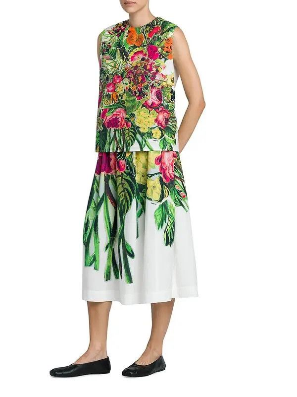 Marni oc11z0525 Sleeveless Floral Crop Top in Multicolor Size L / US 10 / IT 46 - 2 Thumbnail