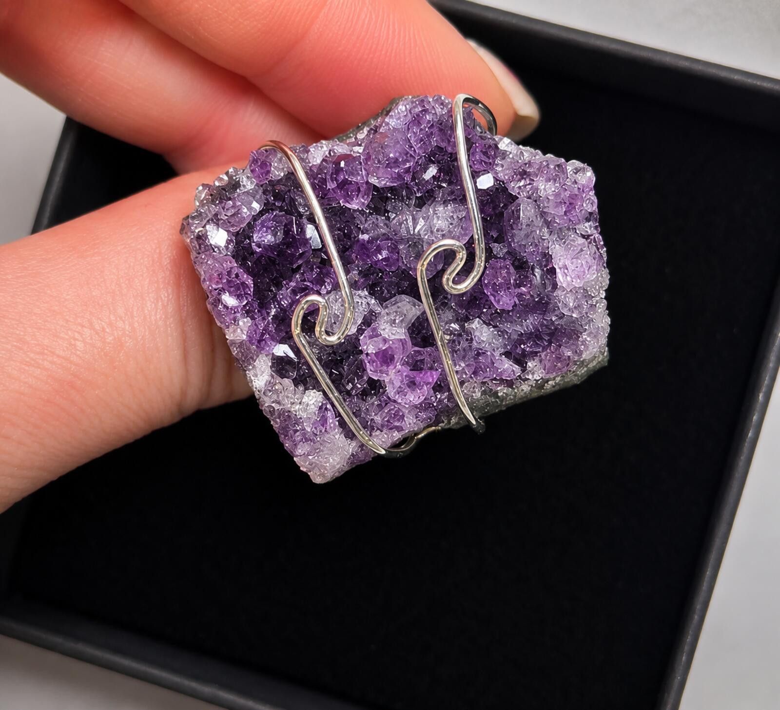 Other Handcrafted Amethyst Crystal Ring with Platinum Overlay Size ONE SIZE - 3 Thumbnail