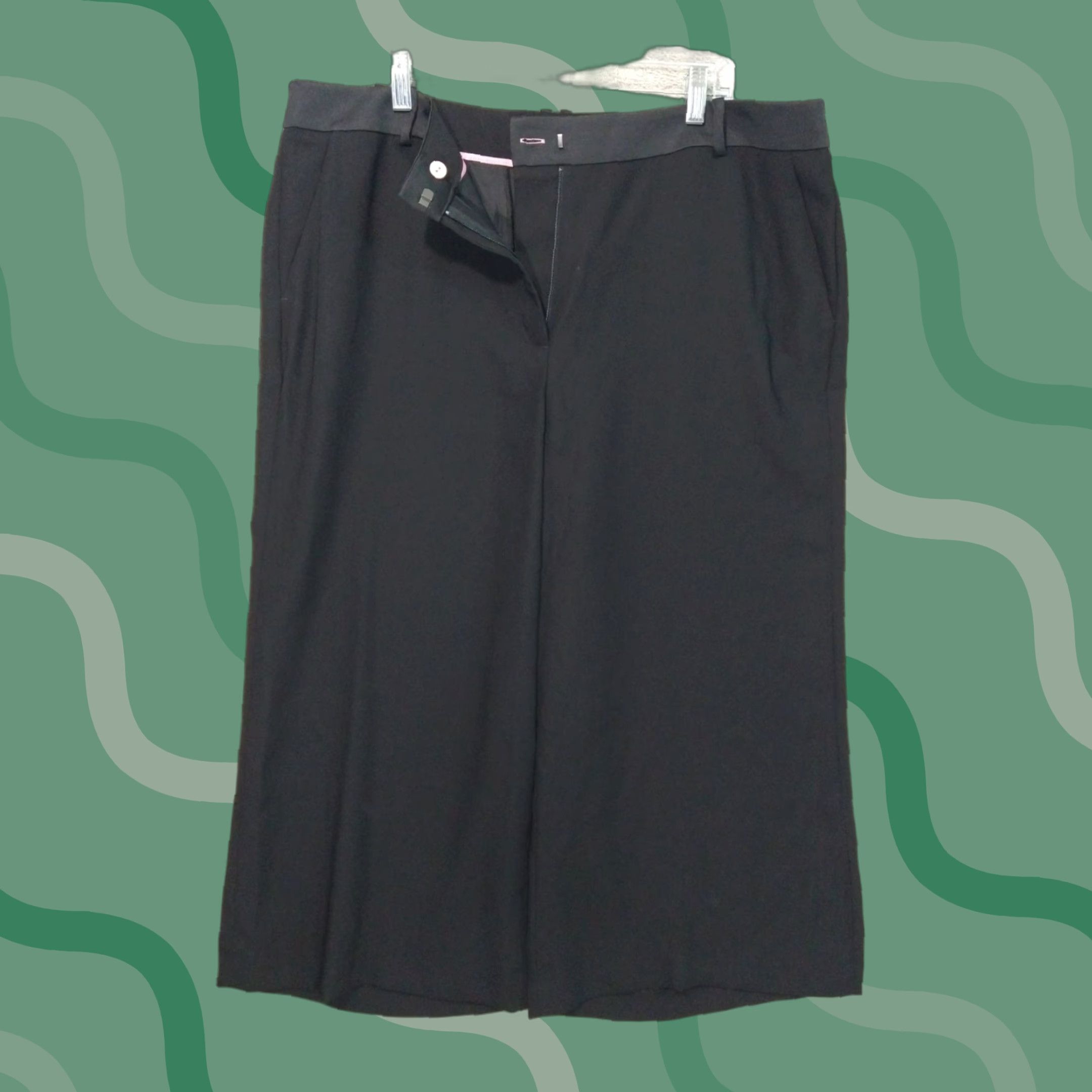 Boden Boden Pants Womens 16 Black Wide Leg High Rise Crop Stretch Flat Front Size 38" / US 16 / IT 52 - 1 Thumbnail