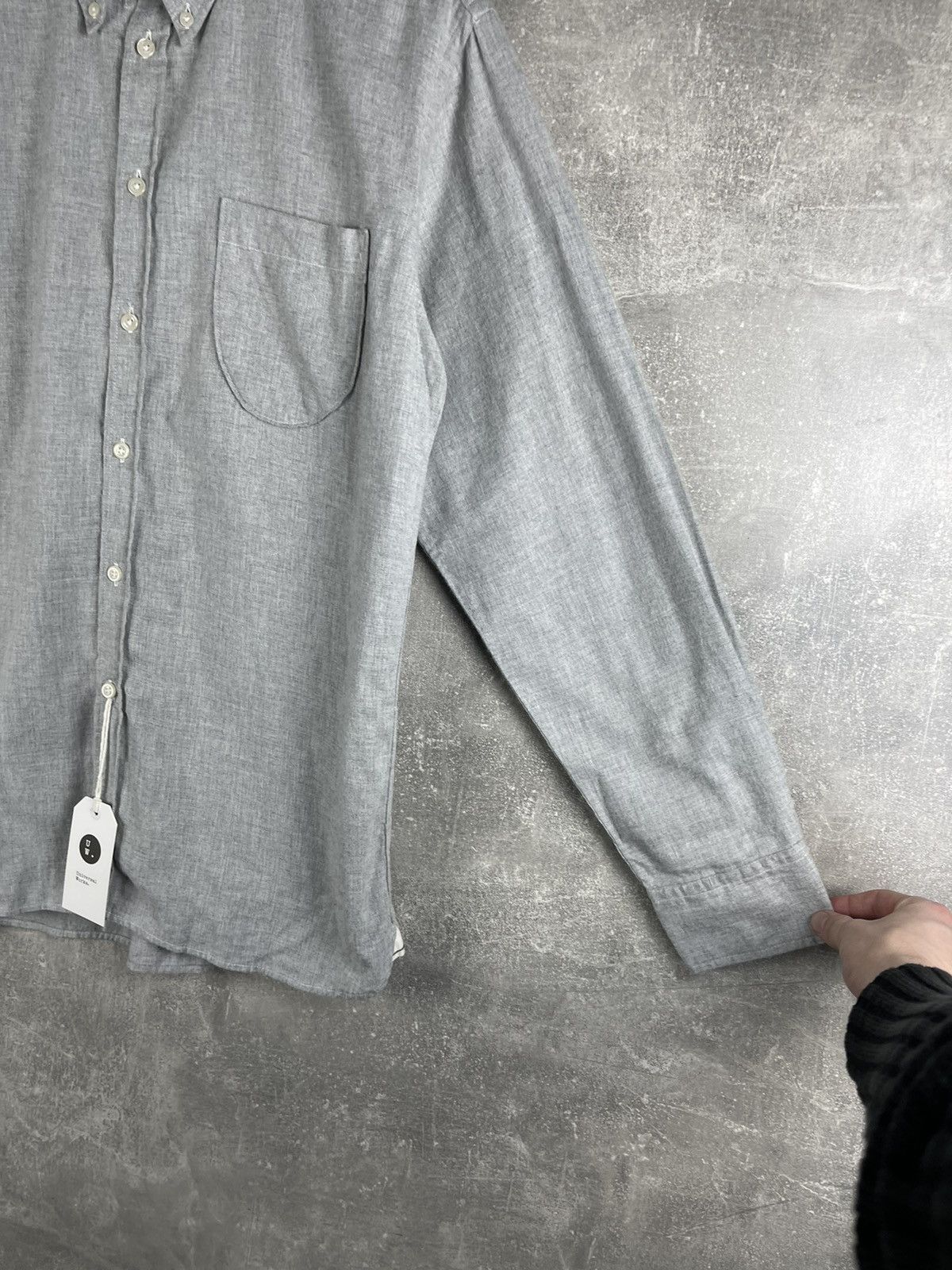 Universal Works Universal Works Brushed Herringbone Shirt Grey Cotton Size US M / EU 48-50 / 2 - 4 Thumbnail