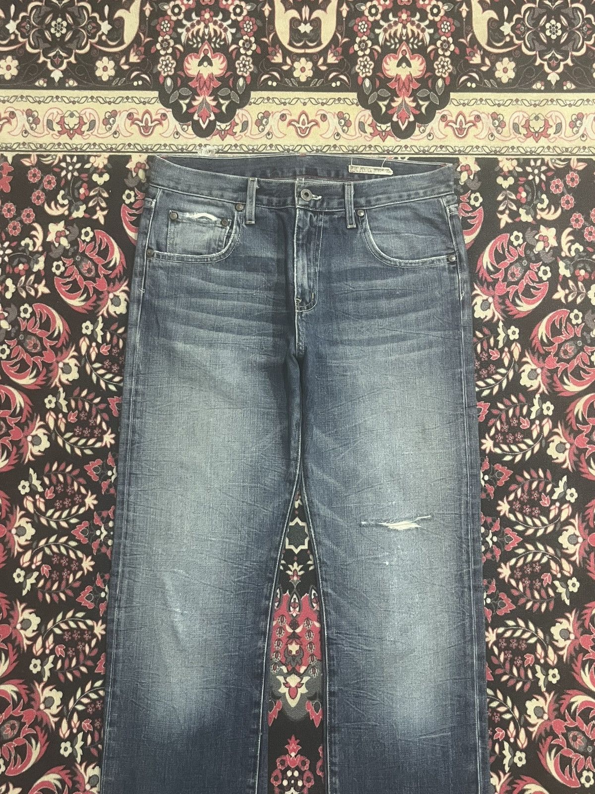Chip & Pepper Vintage Chip & Pepper Blue Faded Whisker Rip Straight Jeans Size US 29 - 3 Thumbnail