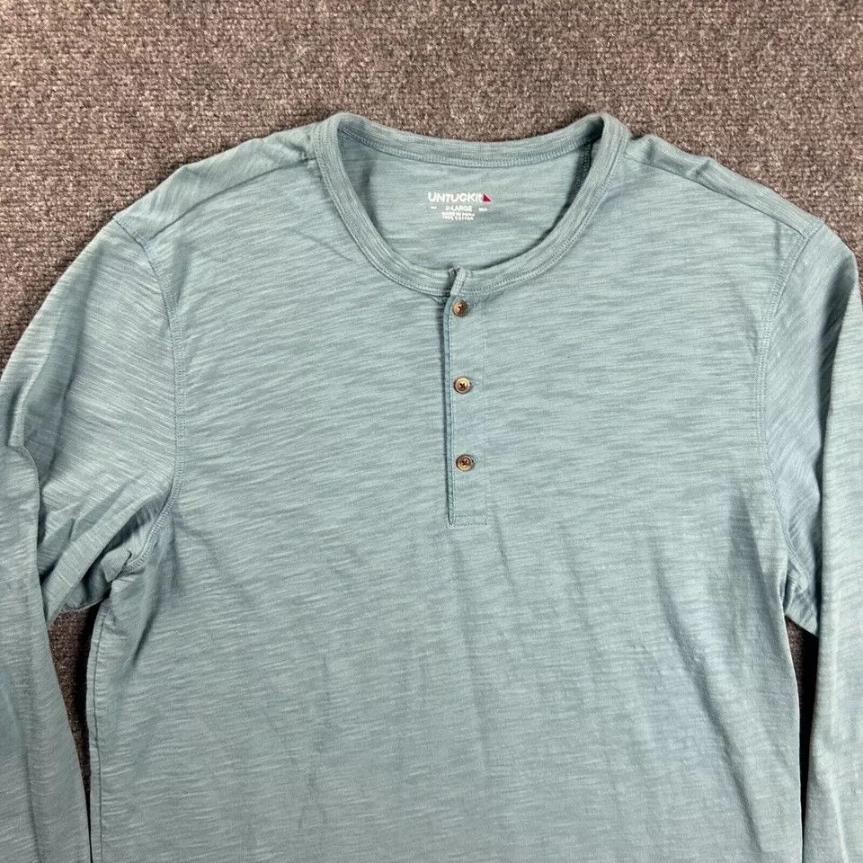 UNTUCKit UnTuckit Shirt Mens XL Henley Casual 100% Cotton Peru Adults Size US XL / EU 56 / 4 - 2 Thumbnail