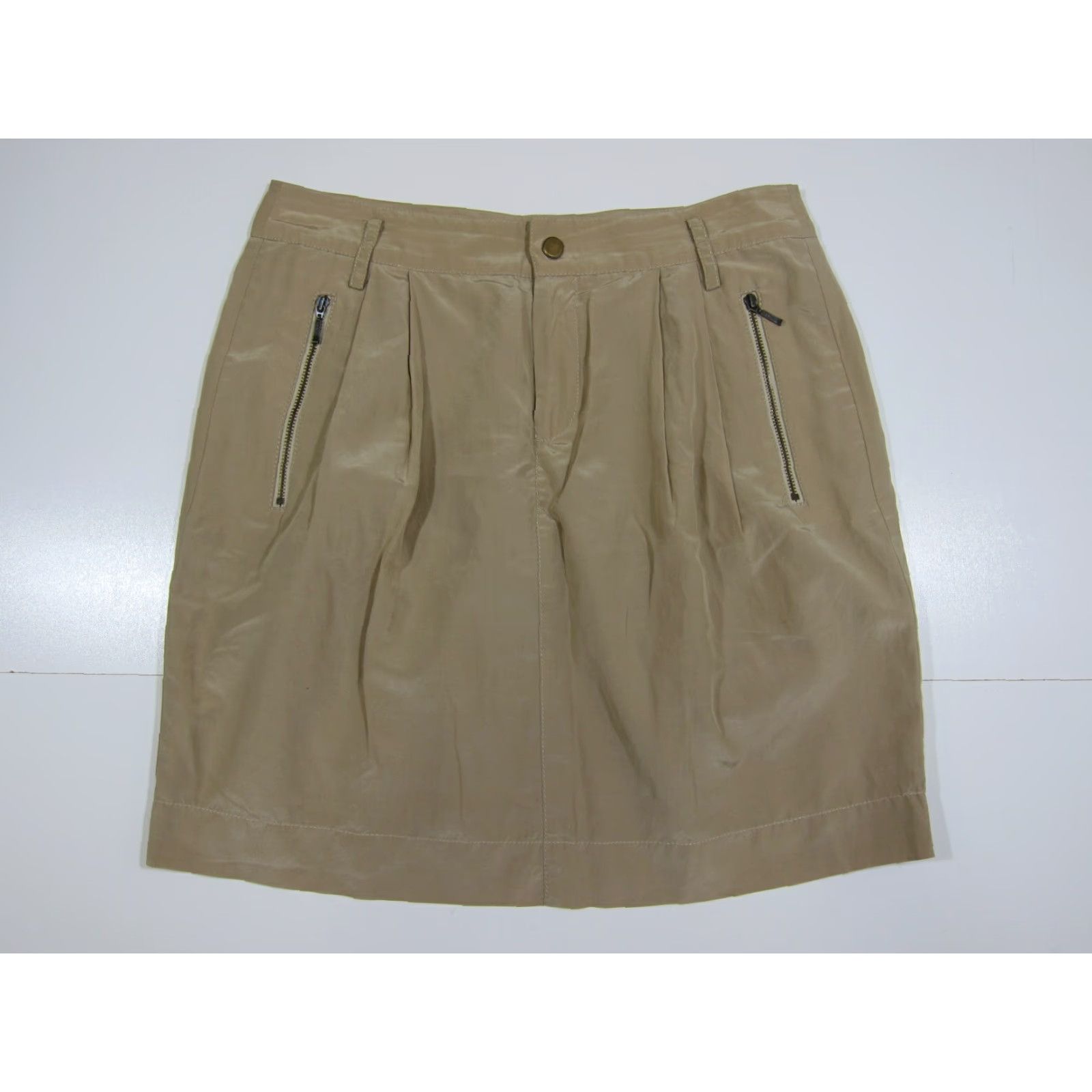 Banana Republic Banana Republic Brown Beige Silk Satin Zip Pocket Pencil Skirt Women Size 4/S Size 27" / US 4 / IT 40 - 7 Thumbnail