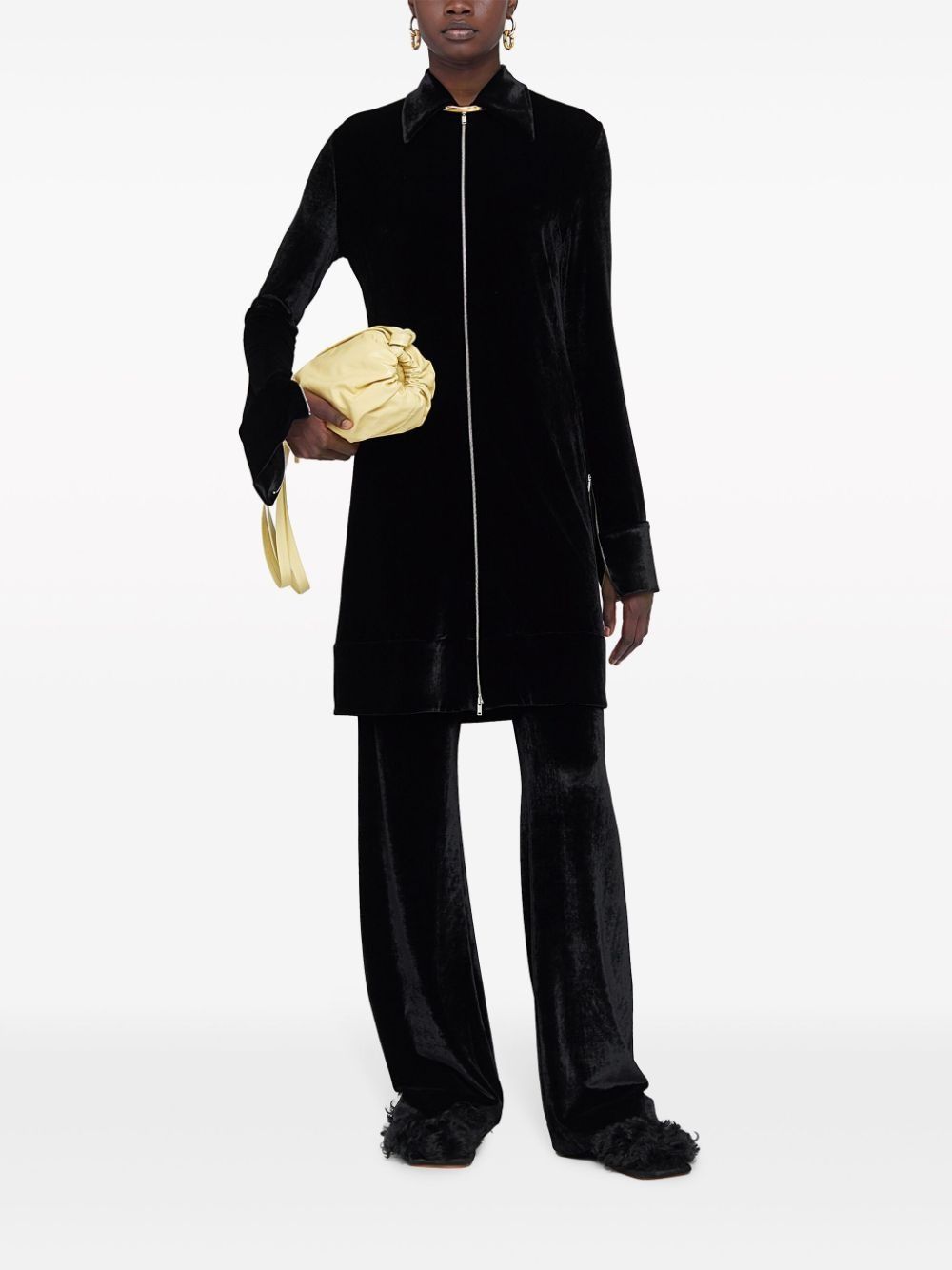 Jil Sander o1w1db10825 Shirt Dress in Black Size L / US 10 / IT 46 - 2 Thumbnail