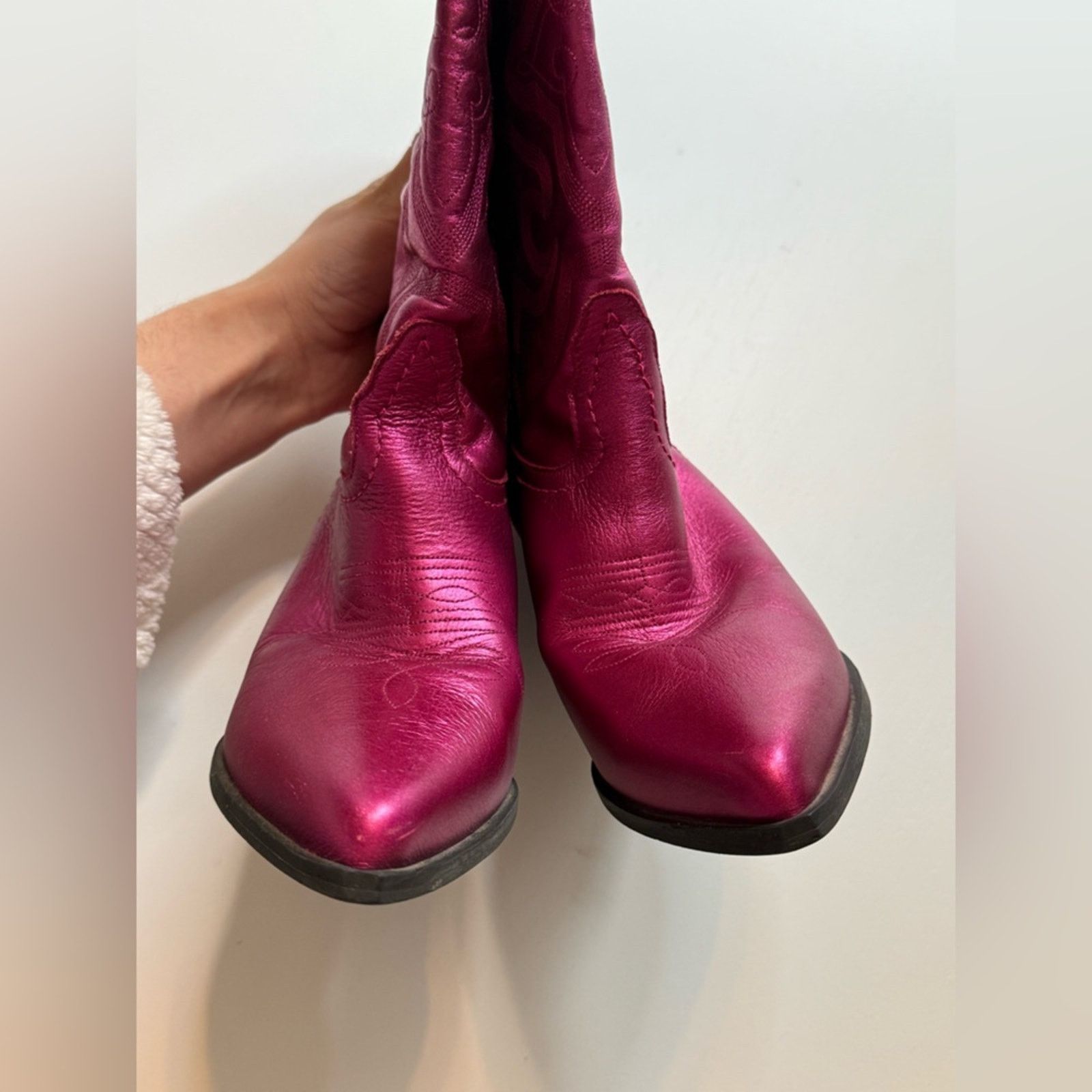 Steve Madden West Pink Metallic Cowgirl Boots Size US 6 / IT 36 - 11 Thumbnail