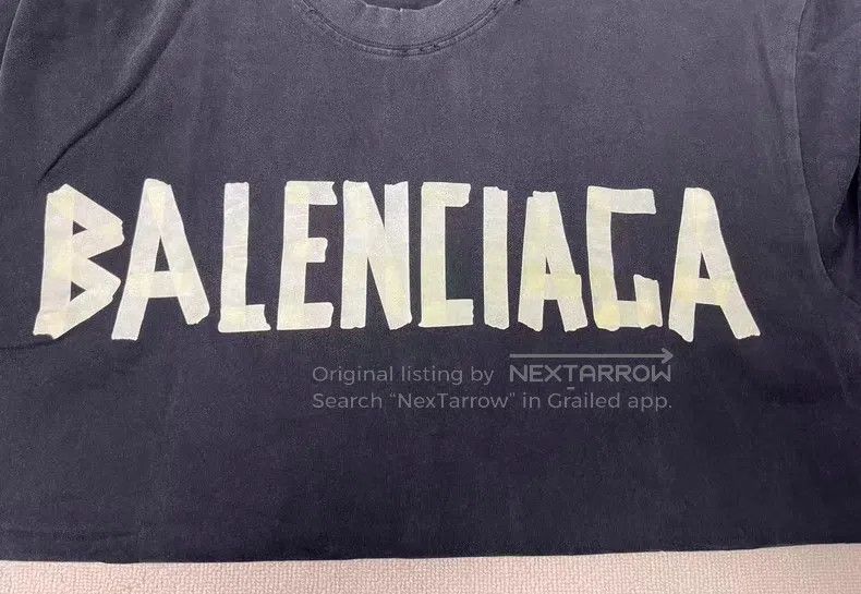 Balenciaga Balenciaga Tape Letter Logo Printed Ribbed Short Sleeve Lo Size US L / EU 52-54 / 3 - 3 Thumbnail