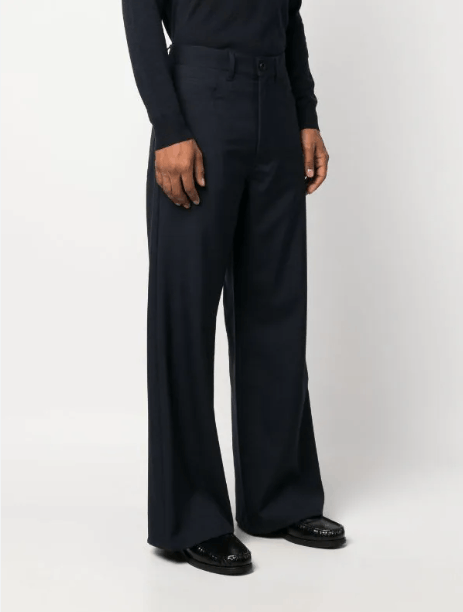 image of Aw23 Marni Tropical Wool Wide Leg Pants 50 in Navy, Men's (Size 34)