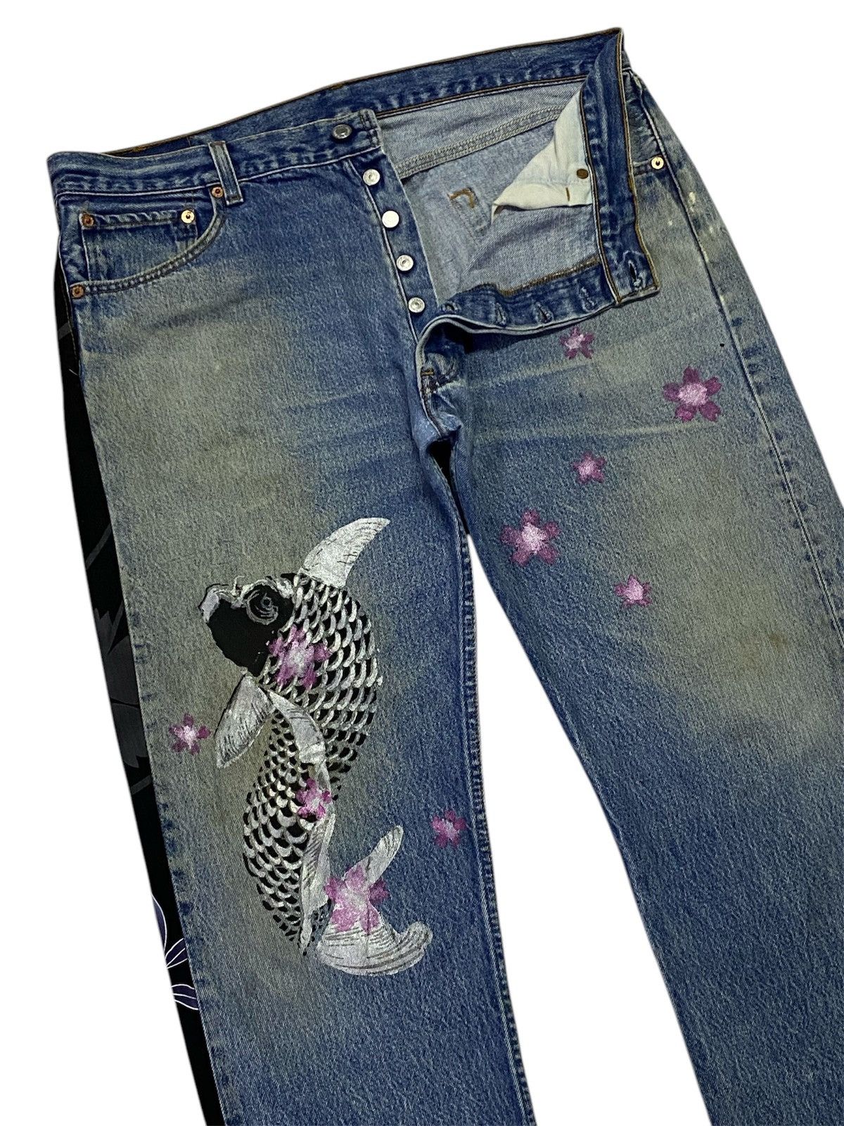 Levi's Vintage Levi’s 501 Custom Sukajan Distressed Denim Pants Size US 36 / EU 52 - 4 Thumbnail