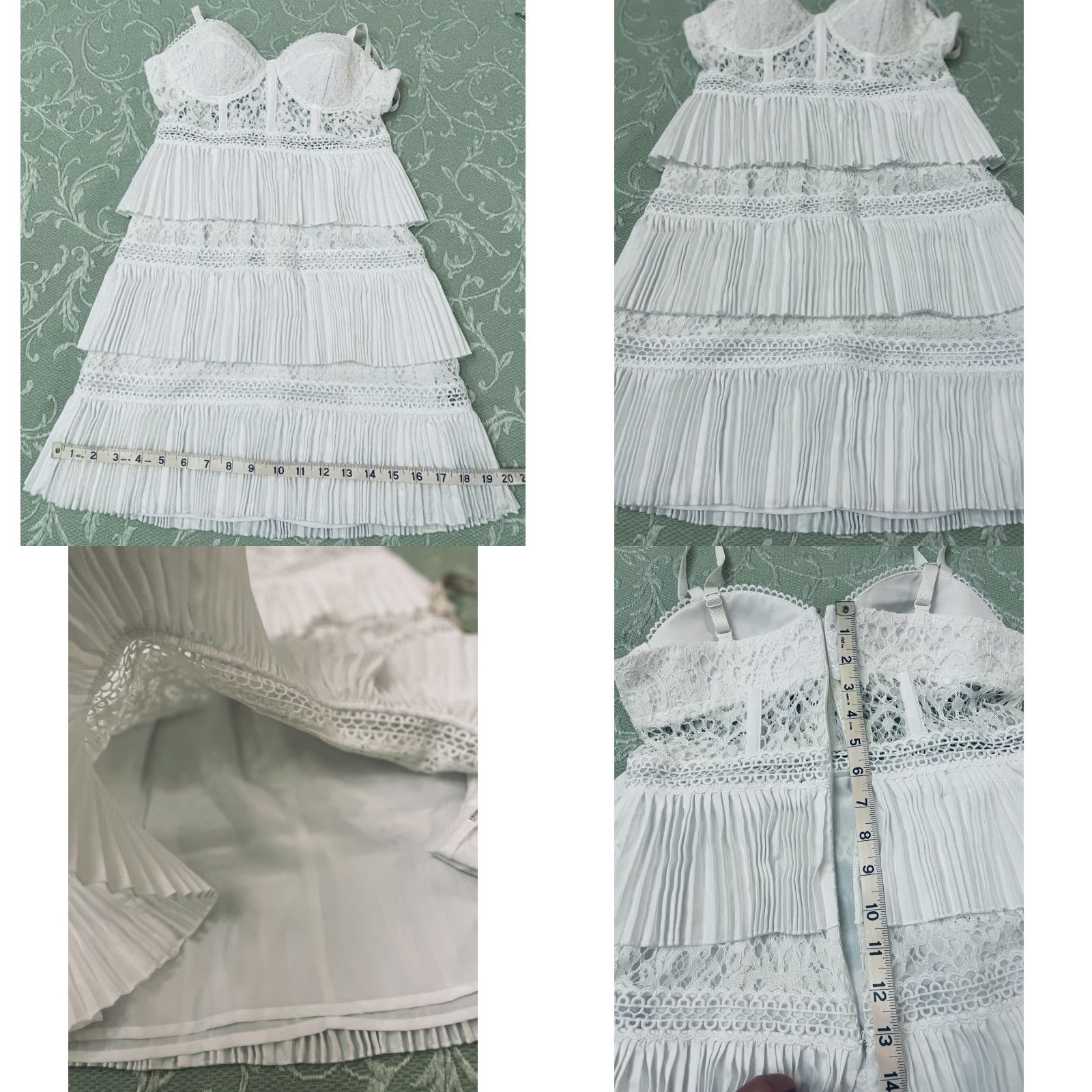 Vintage ASOS DESIGN Lace Tiered Mini Dress Women’s Small White Corset Bustier Party Boho Size S / US 4 / IT 40 - 8 Thumbnail