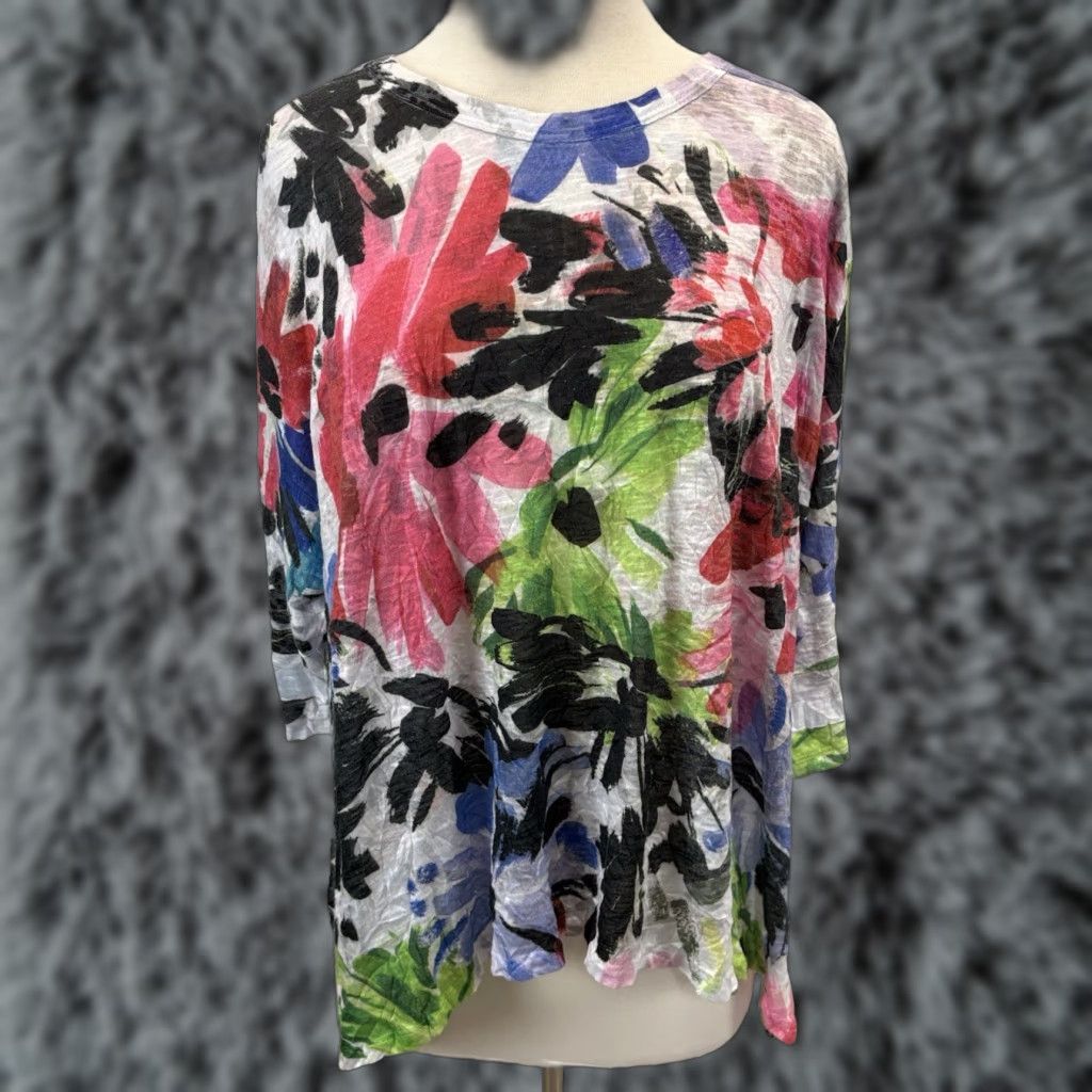 Vintage Jess & Jane Floral Friendship Tunic Top Sz Large Women’s Made USA Crinkle Size L / US 10 / IT 46 - 1 Thumbnail