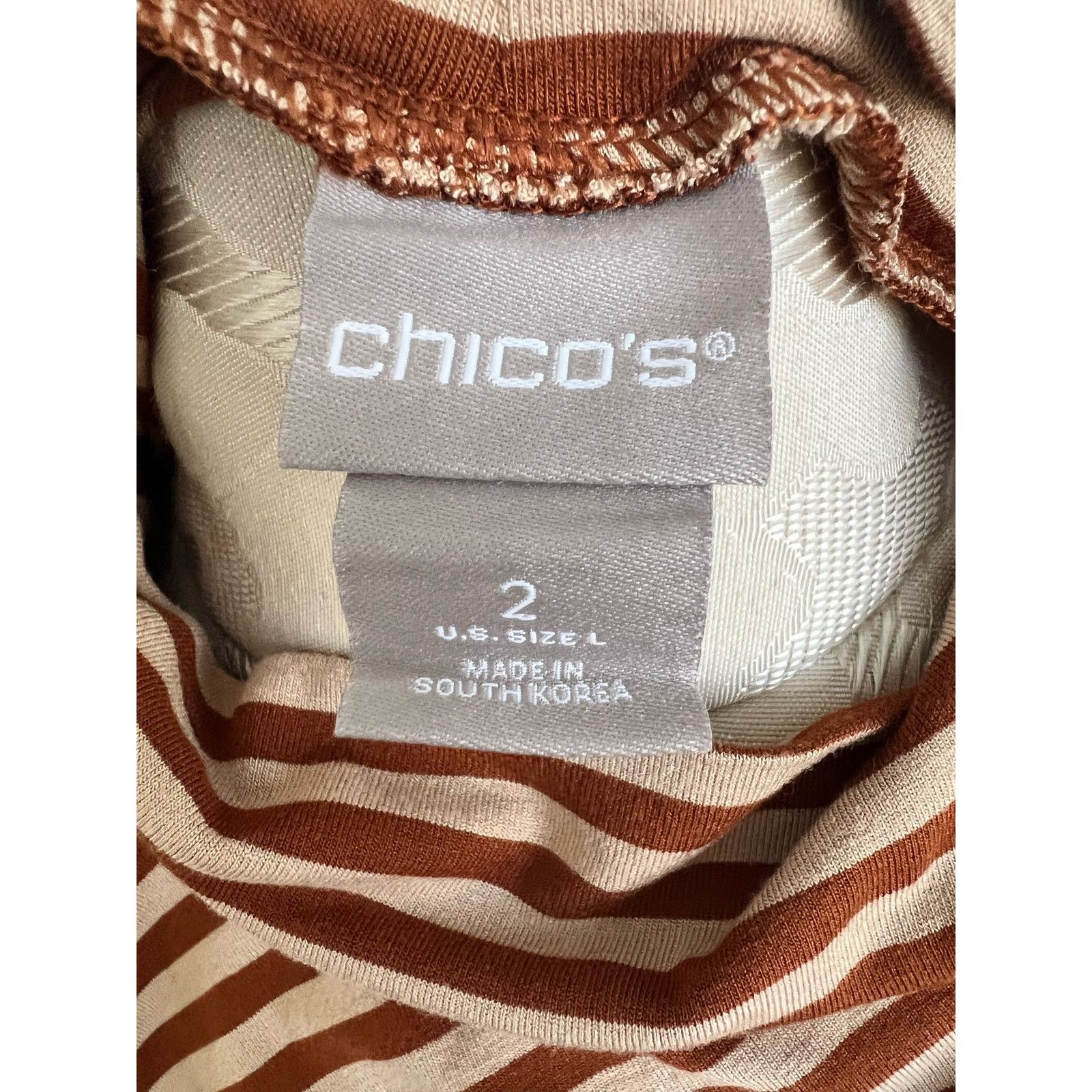Chicos Chico’s Women's Striped Turtleneck Top Size 2 (US Large) Size L / US 10 / IT 46 - 5 Thumbnail