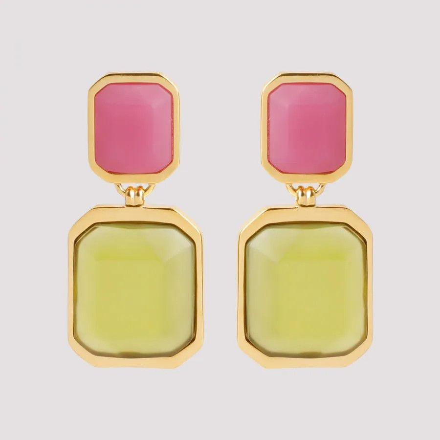 Saint Laurent Paris o1bcso1str0226 Size: OS/Octagon Earrings in Green/Pink Size ONE SIZE - 1 Thumbnail