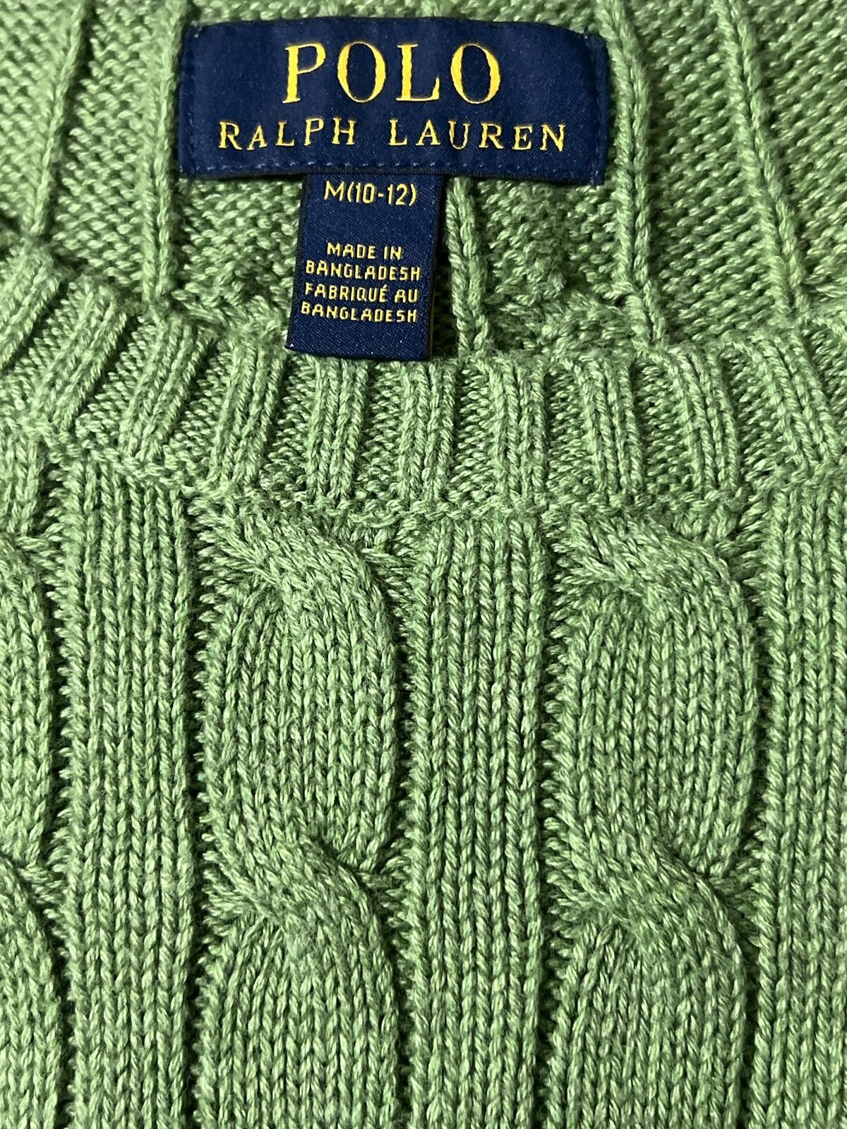 Polo Ralph Lauren Polo Ralph Lauren Boys Green Cable Knit Sweater M (10-12) Size US M / EU 48-50 / 2 - 3 Thumbnail