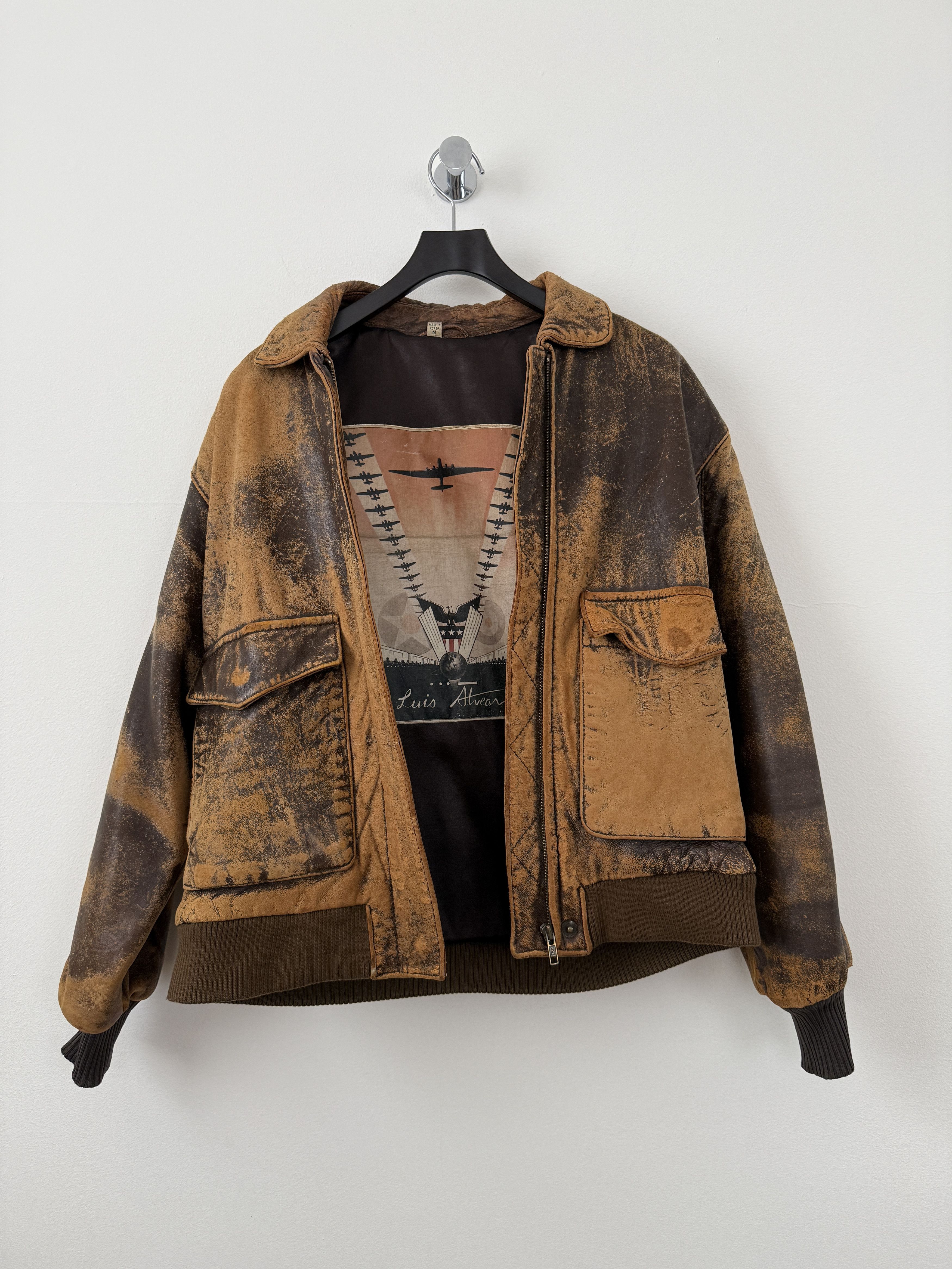 Vintage Leather Bomber Jacket Size US M / EU 48-50 / 2 - 2 Thumbnail