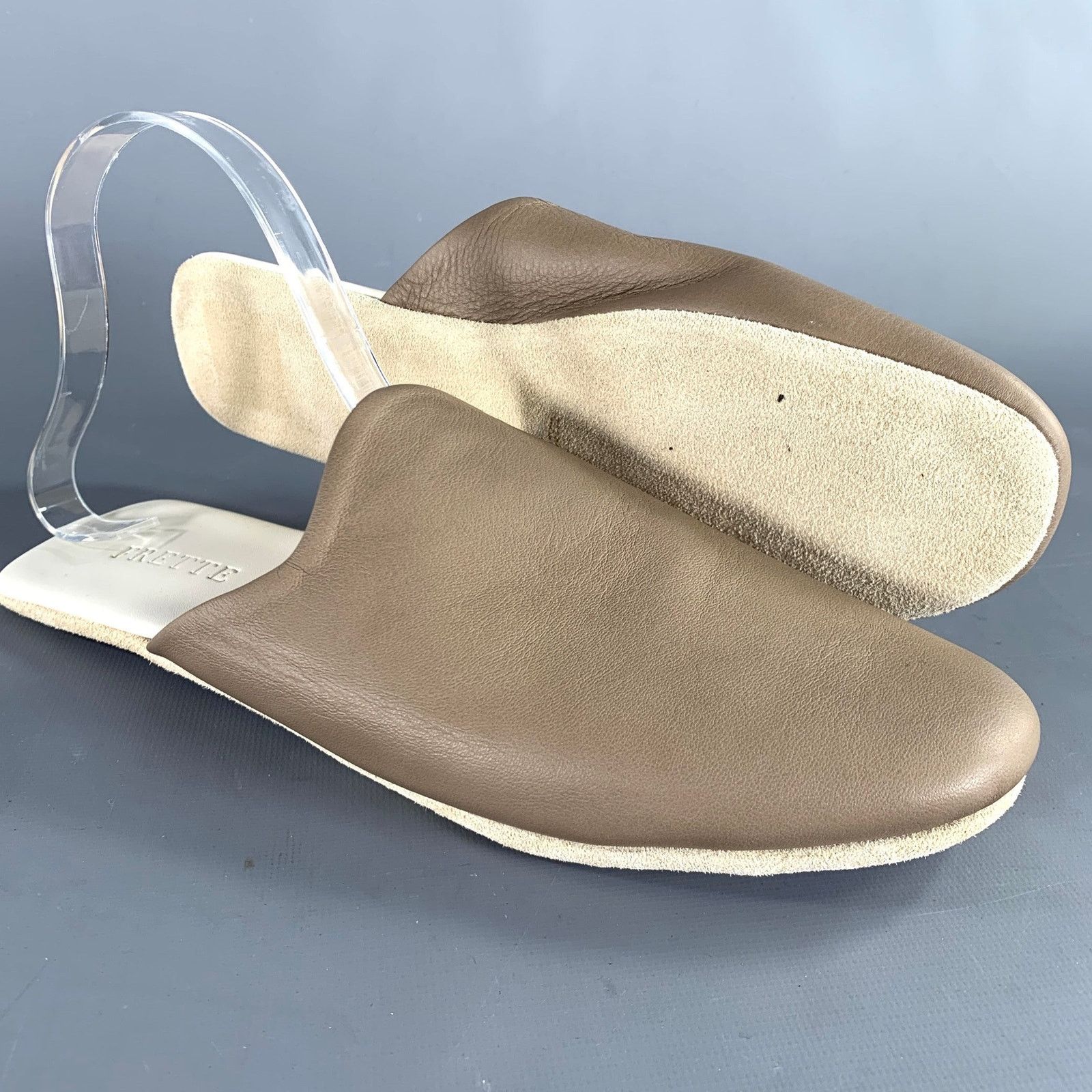 Other FRETTE Size 9 Grey Taupe Leather Slippers Loafers Size US 9 / EU 42 - 5 Thumbnail